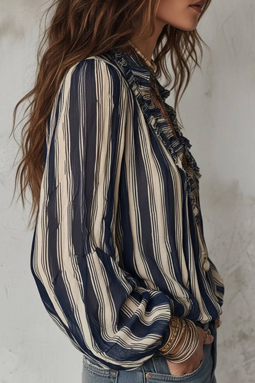 Stripe Ruffle Blouse
