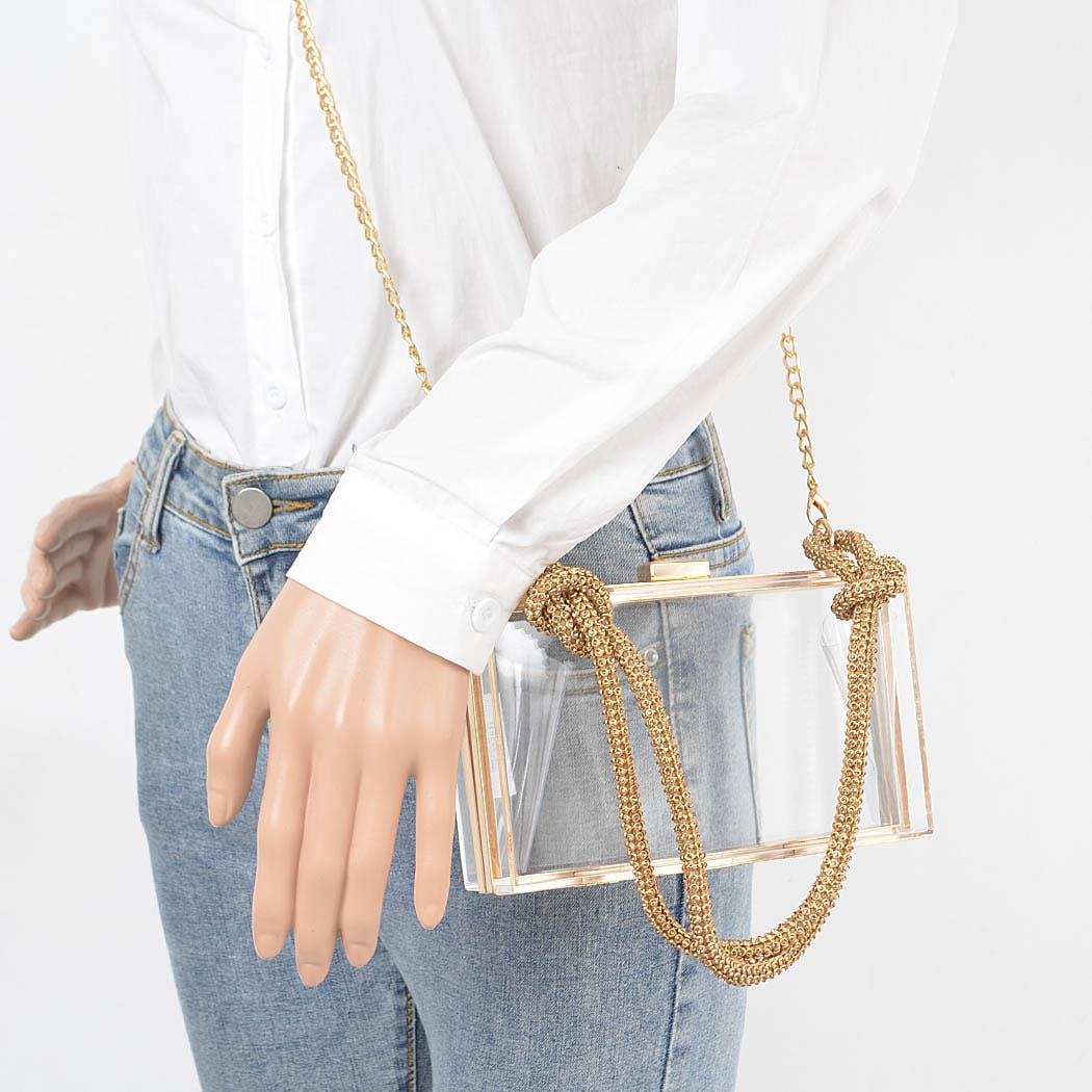 Clear Rhinestone Handle Clutch