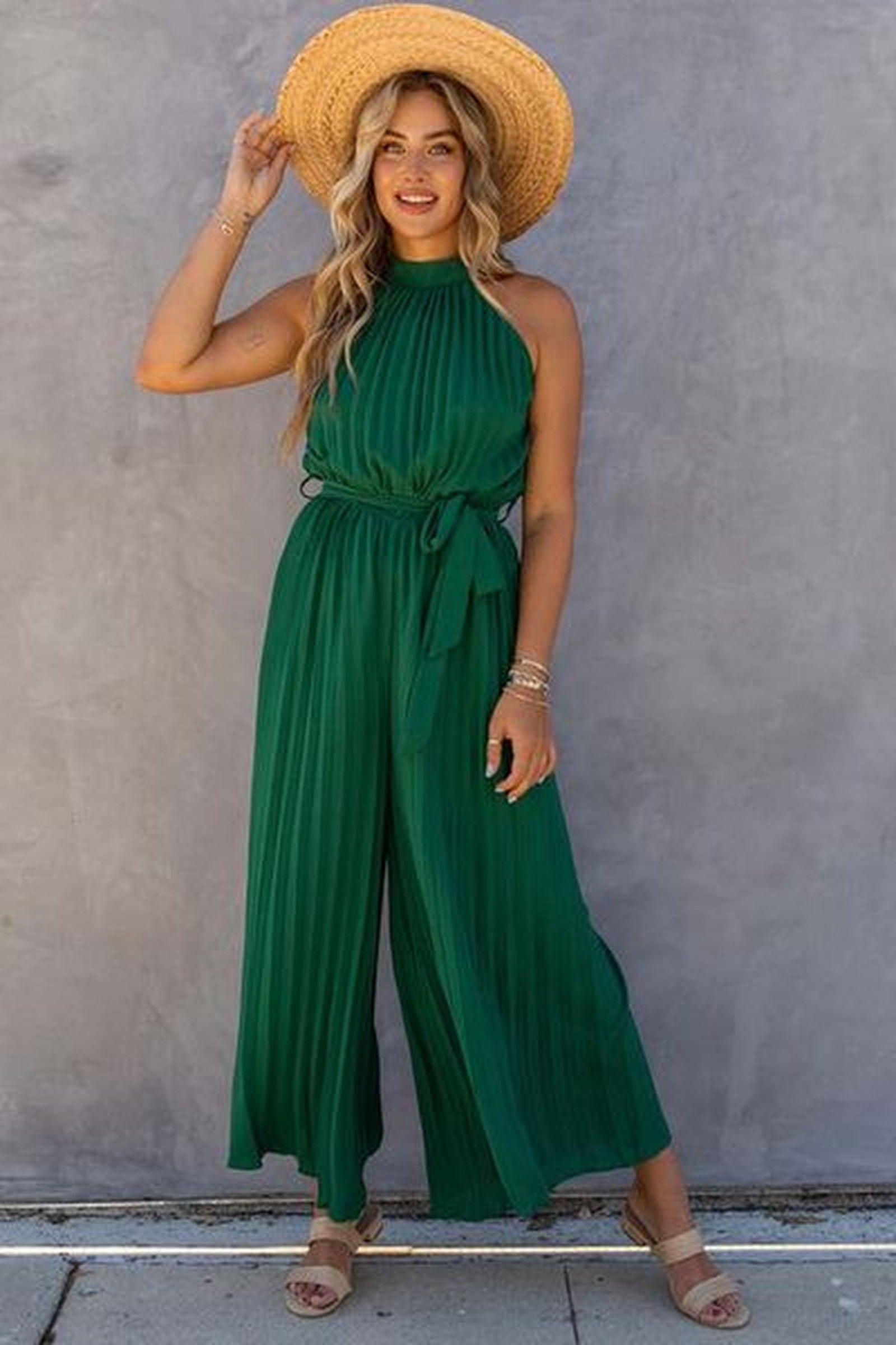Emerald Pleated Jumpsuit