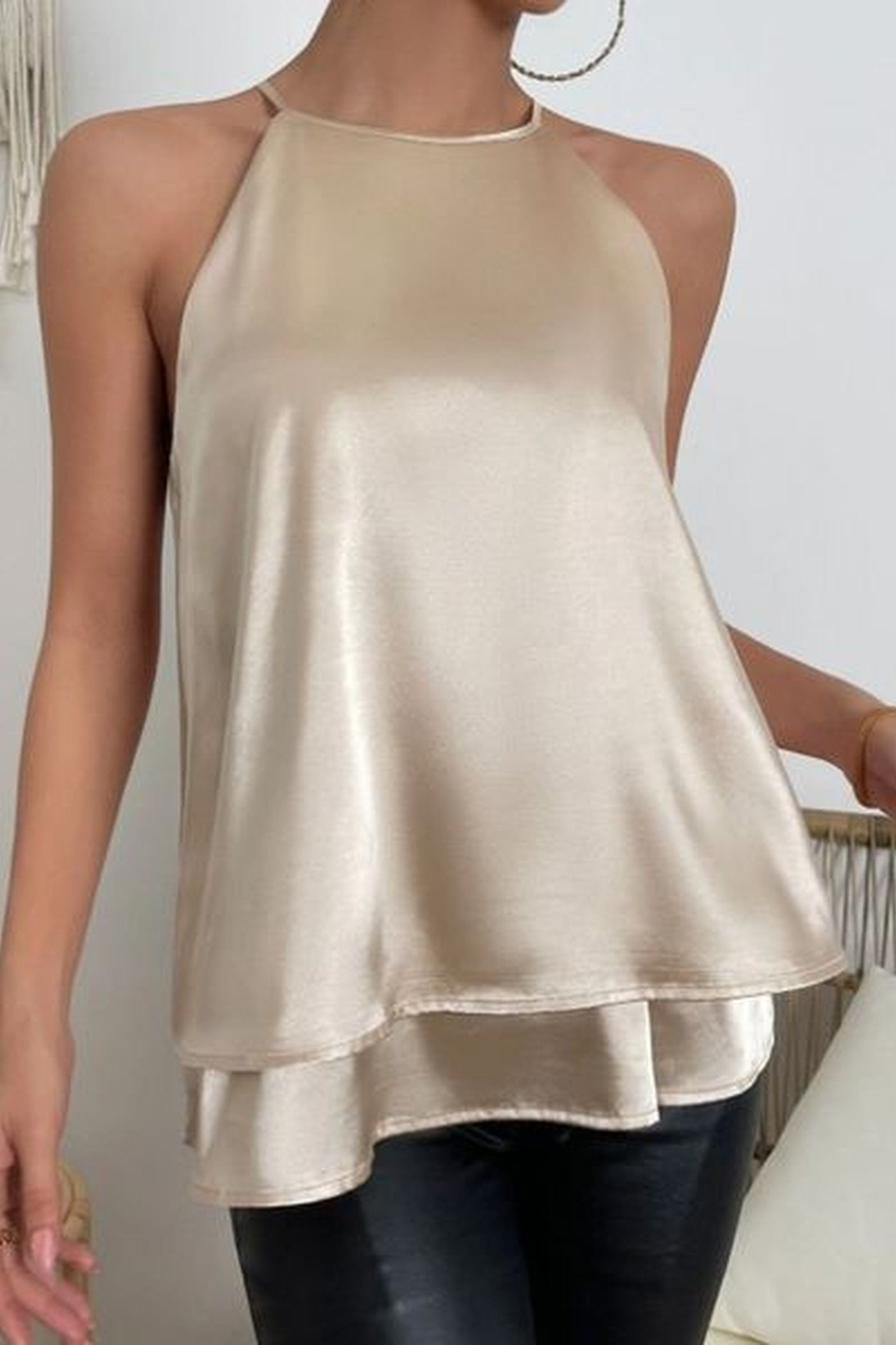 Champagne Silky Flowy Top