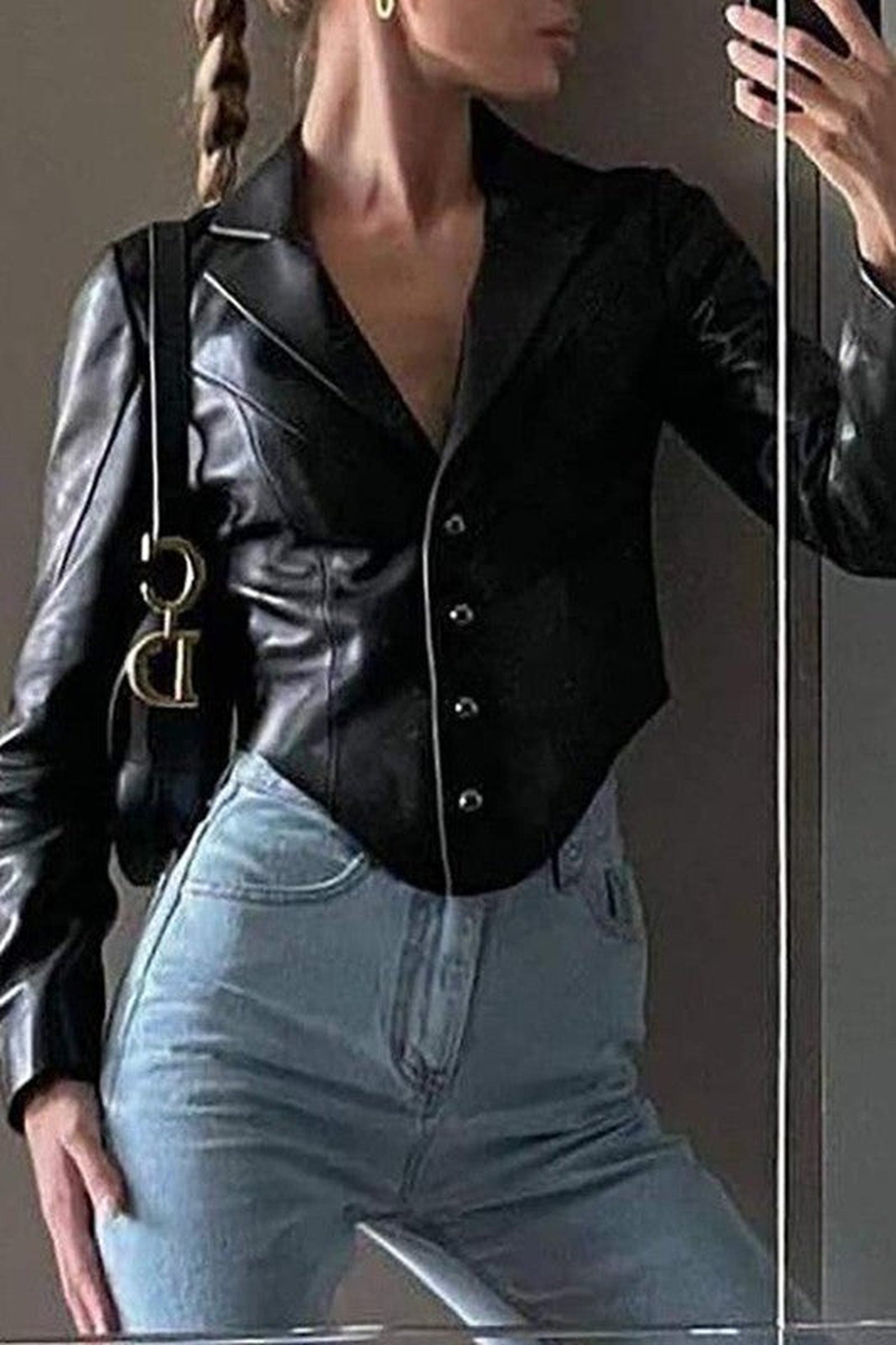Fitted Leather Blouse