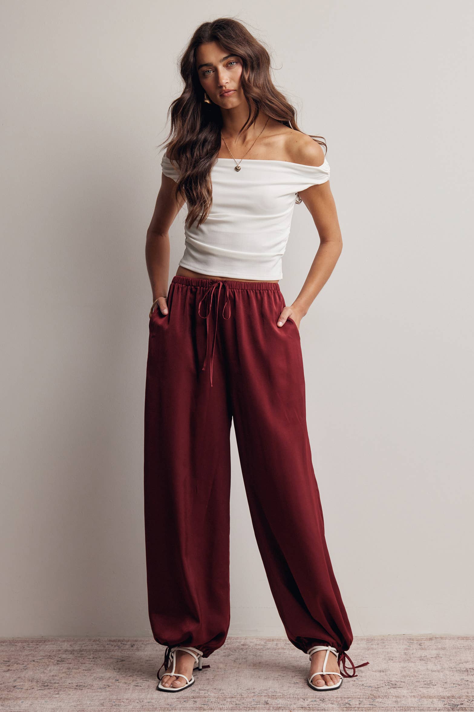 Convertible Wide Leg Tie Hem Pants FP0022