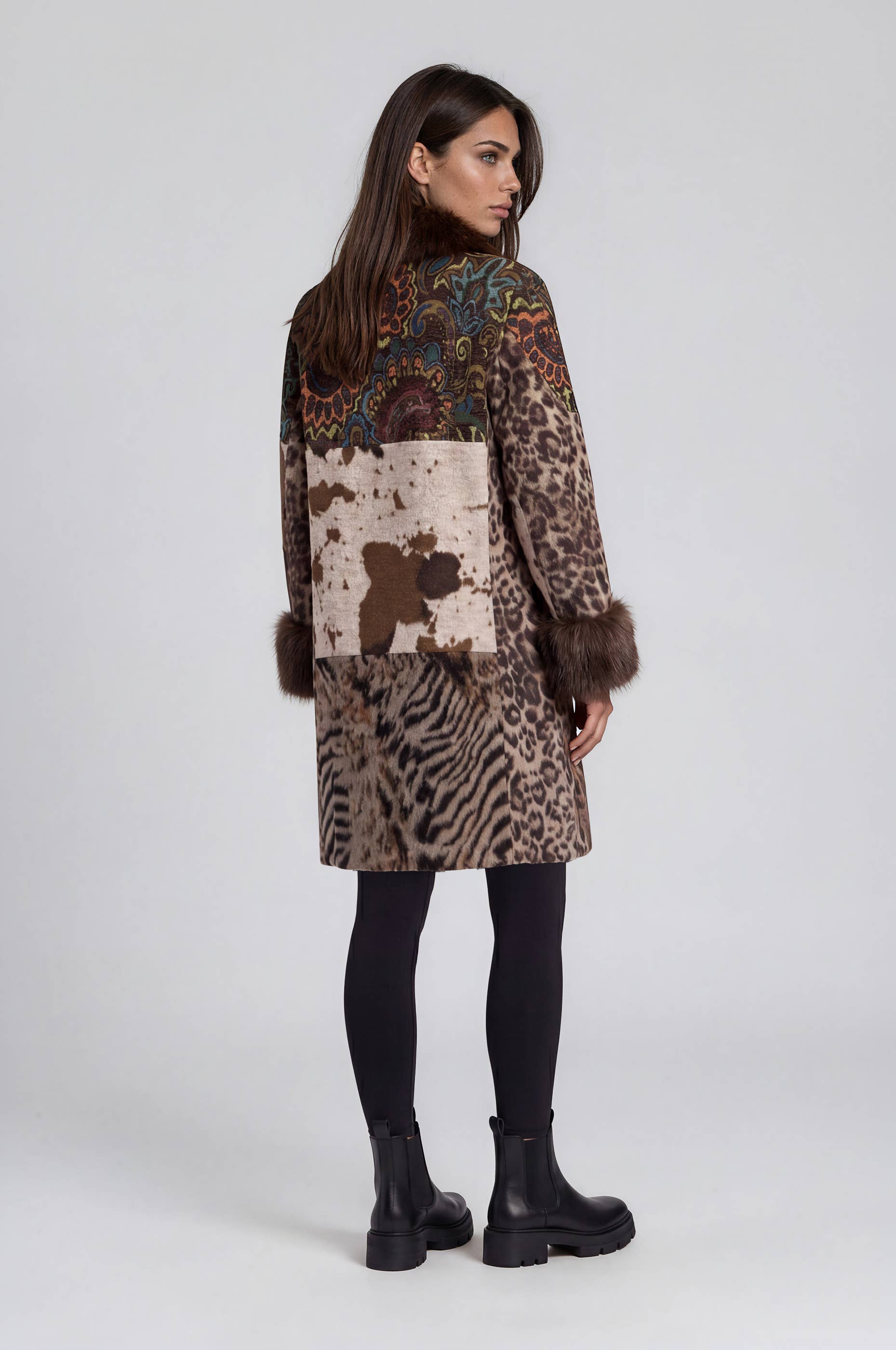 Mixed Media Faux Fur Statement Coat