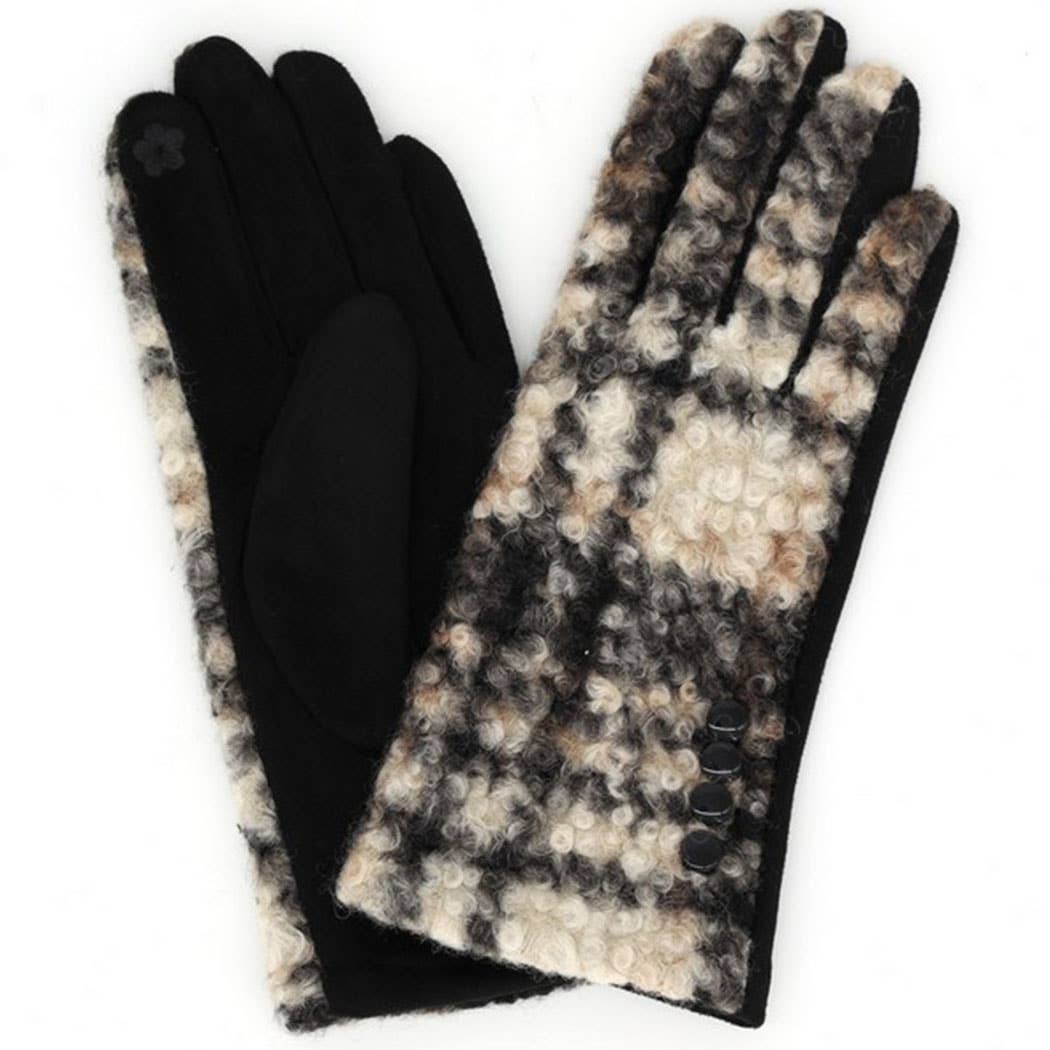 Boucle Check Touchscreen Gloves/ Side Buttons