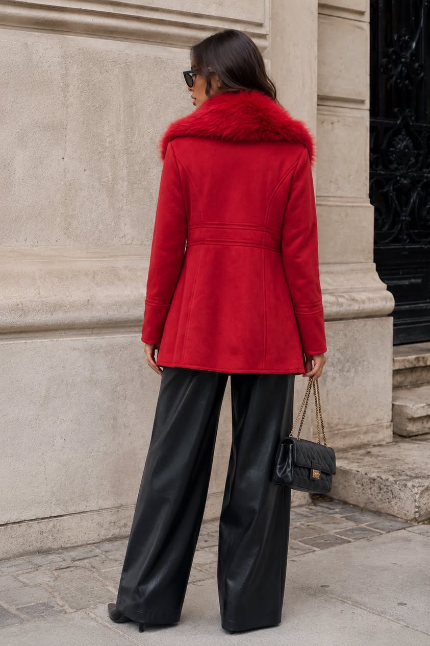 Red Fur Trimmed Coat