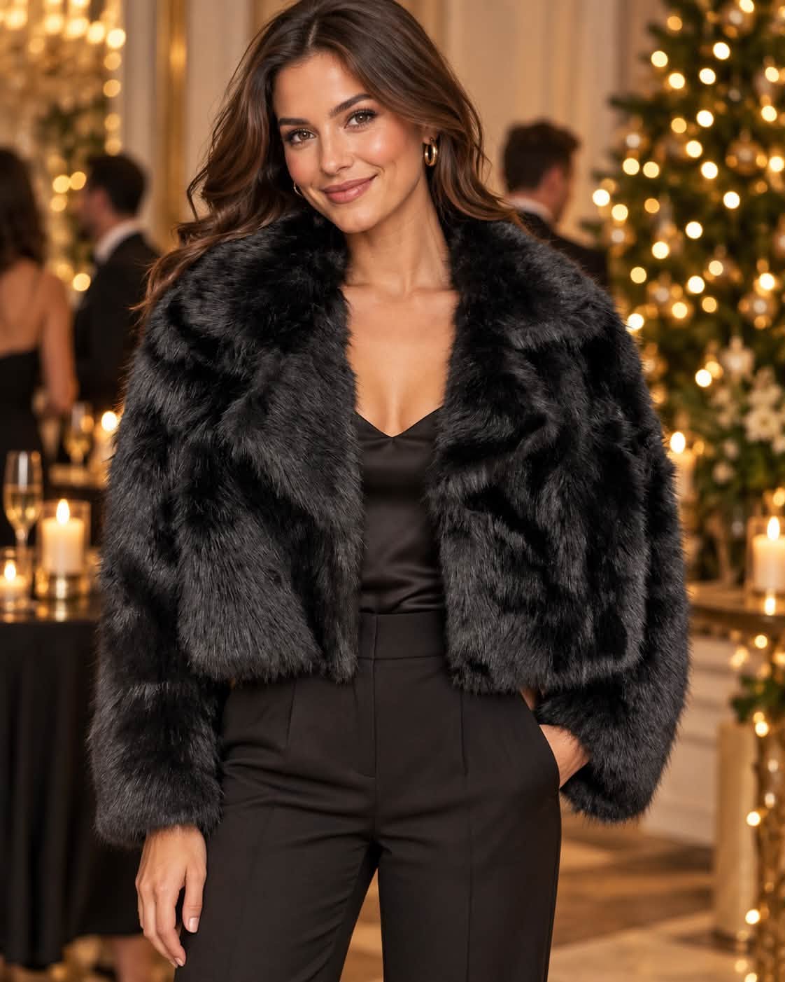 Black Faux Fur Coat