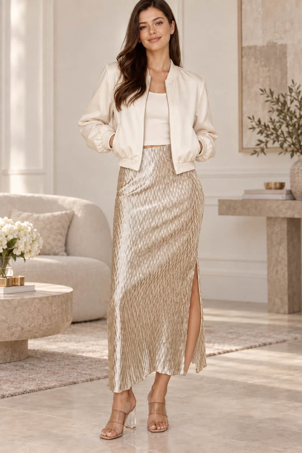 Textured Silky Skirt