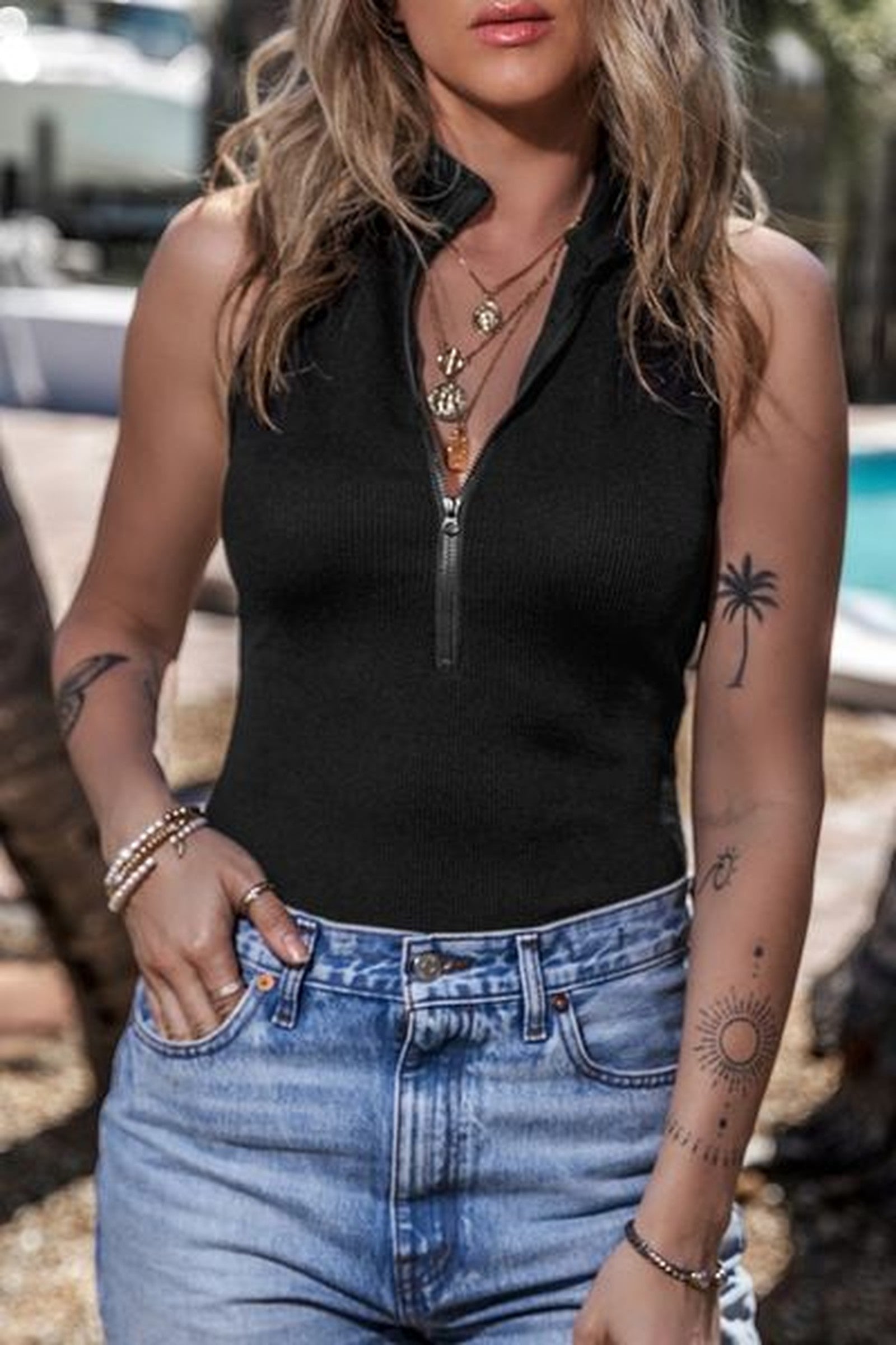 Zip Up Rib Bodysuit