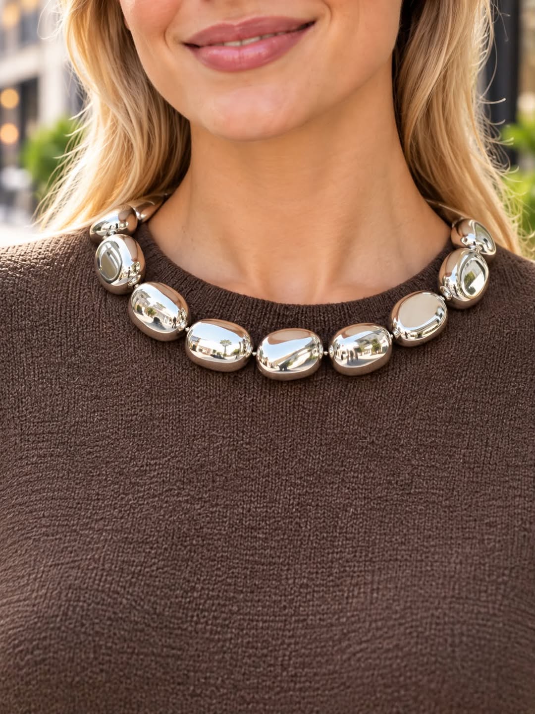 Silver Bead Trim LUXE Knit Sweater