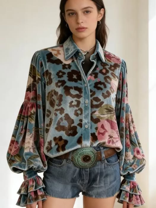Leopard Velvet Blouse