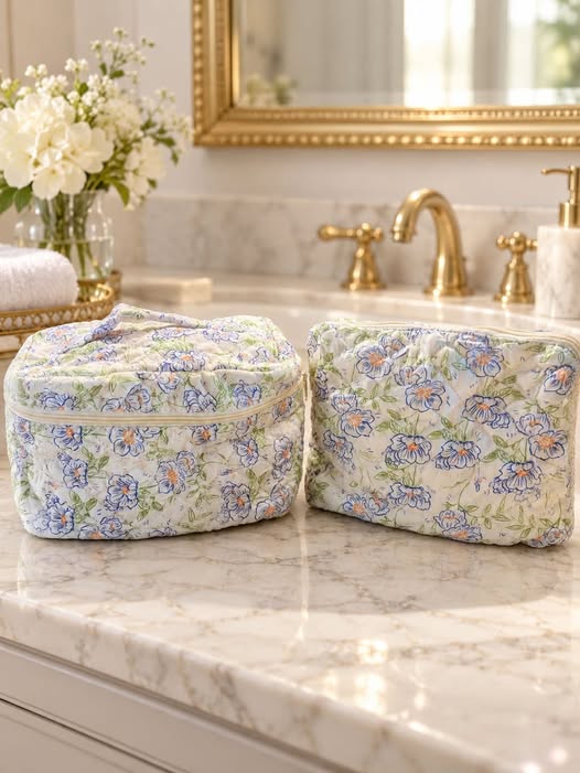 Quilted Cosmetic 2 pc Set