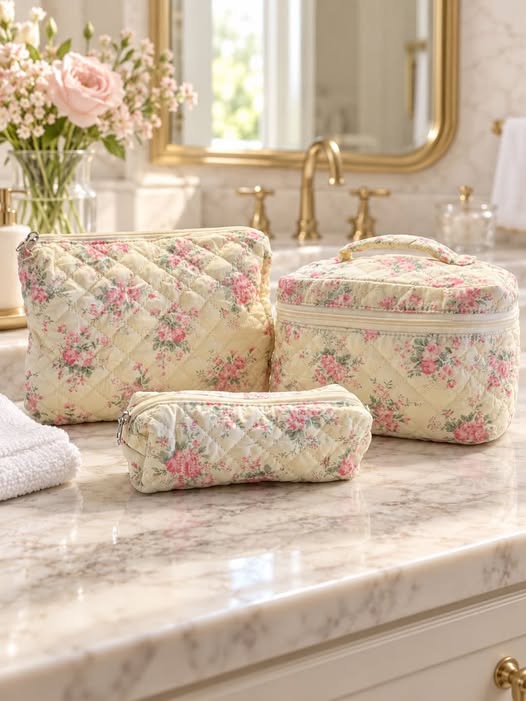 Quilted Cosmetic 3 pc Set
