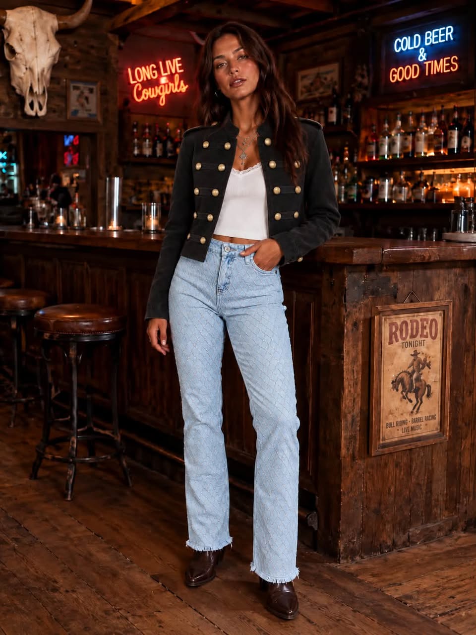 Textured Tummy Control Denim