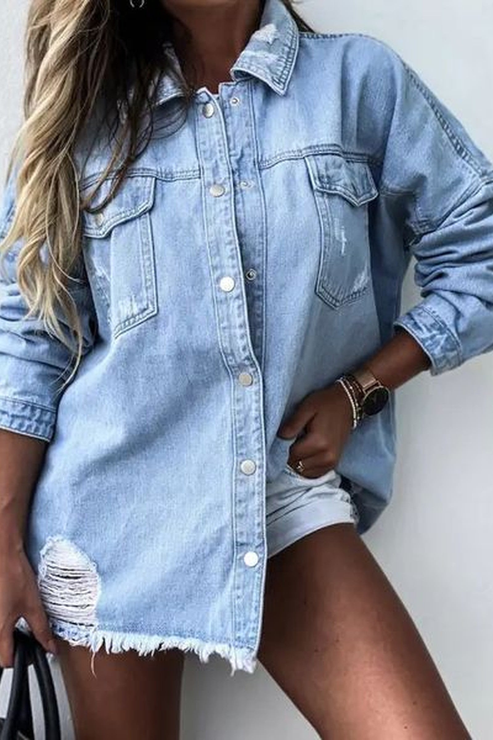 Frayed Denim Shacket