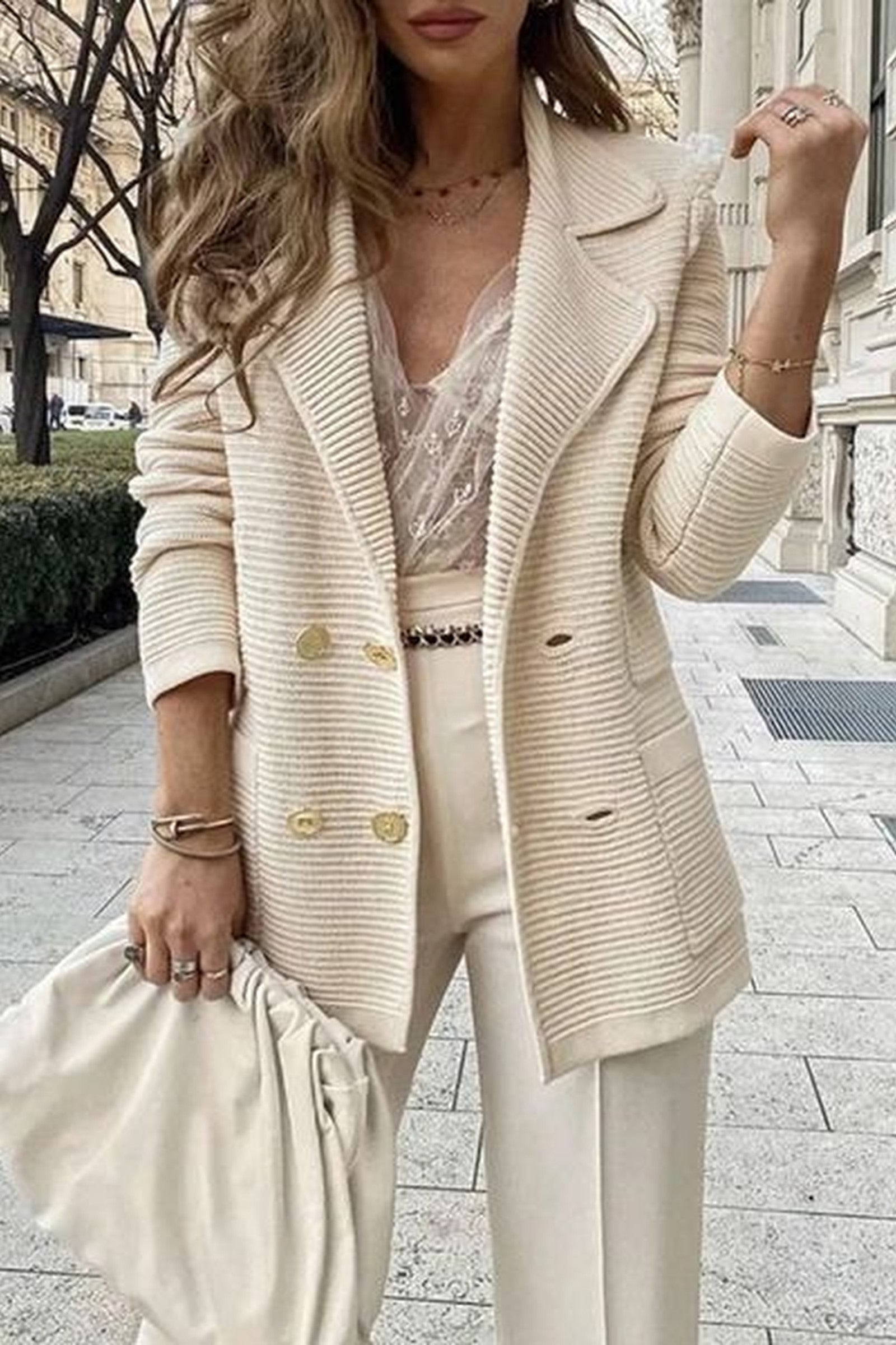 Double Breasted Rib Blazer