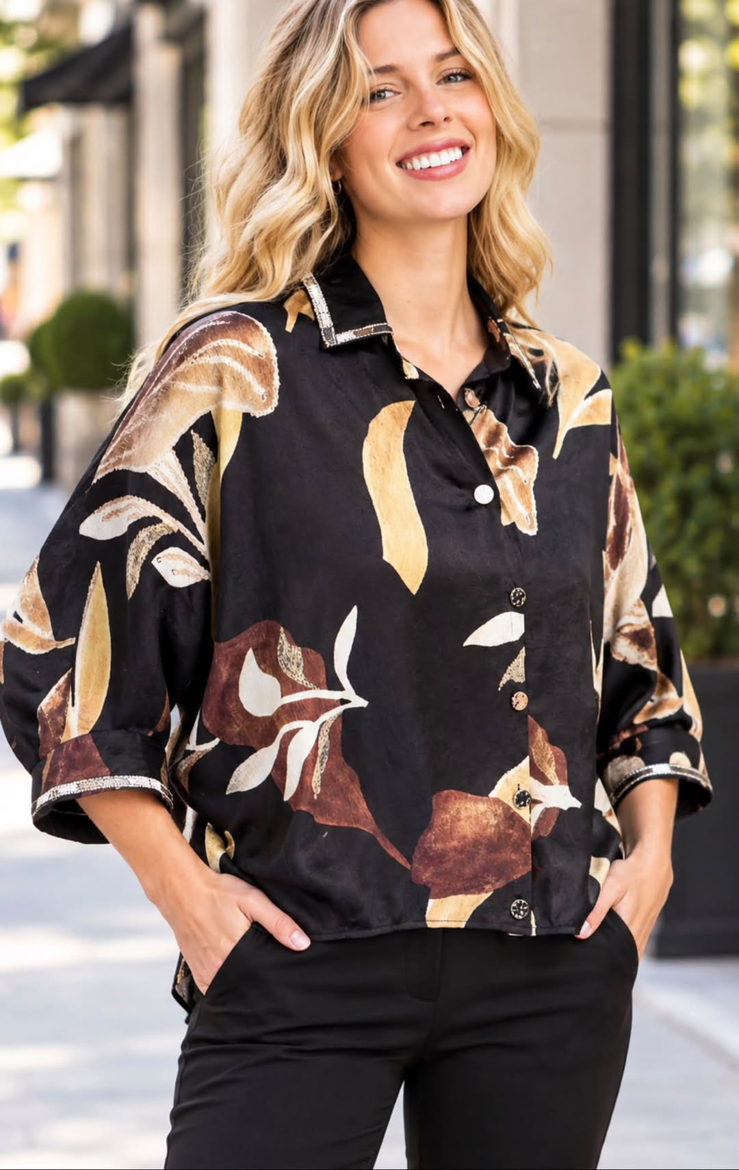 Silky Soft Sequin Trim Blouse