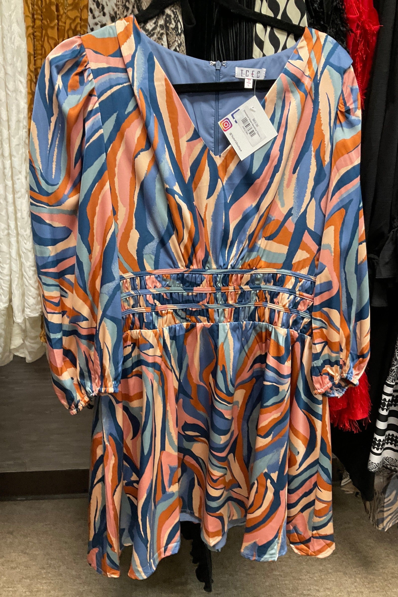 Smocked Waist Neckline Dress