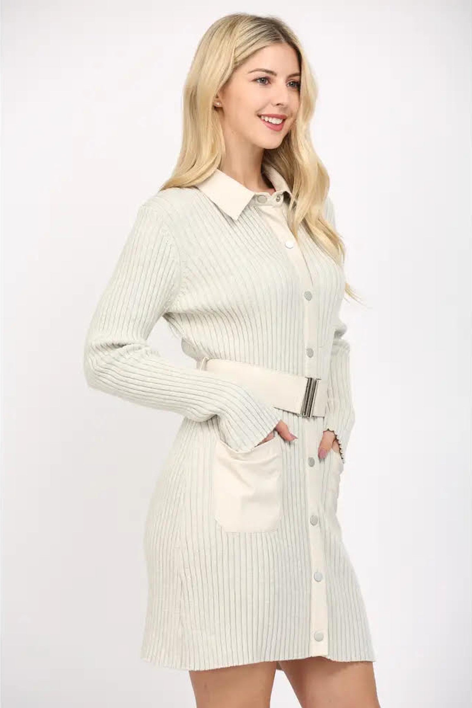 Faux Leather Sweater Dress