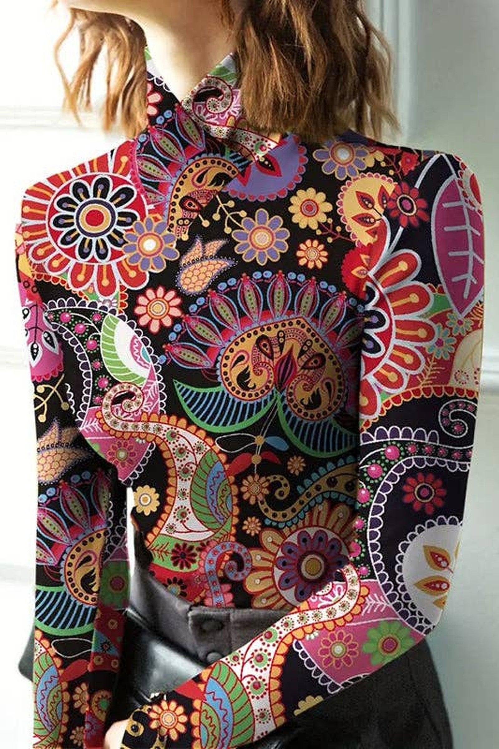 Flower Print High Neck Top