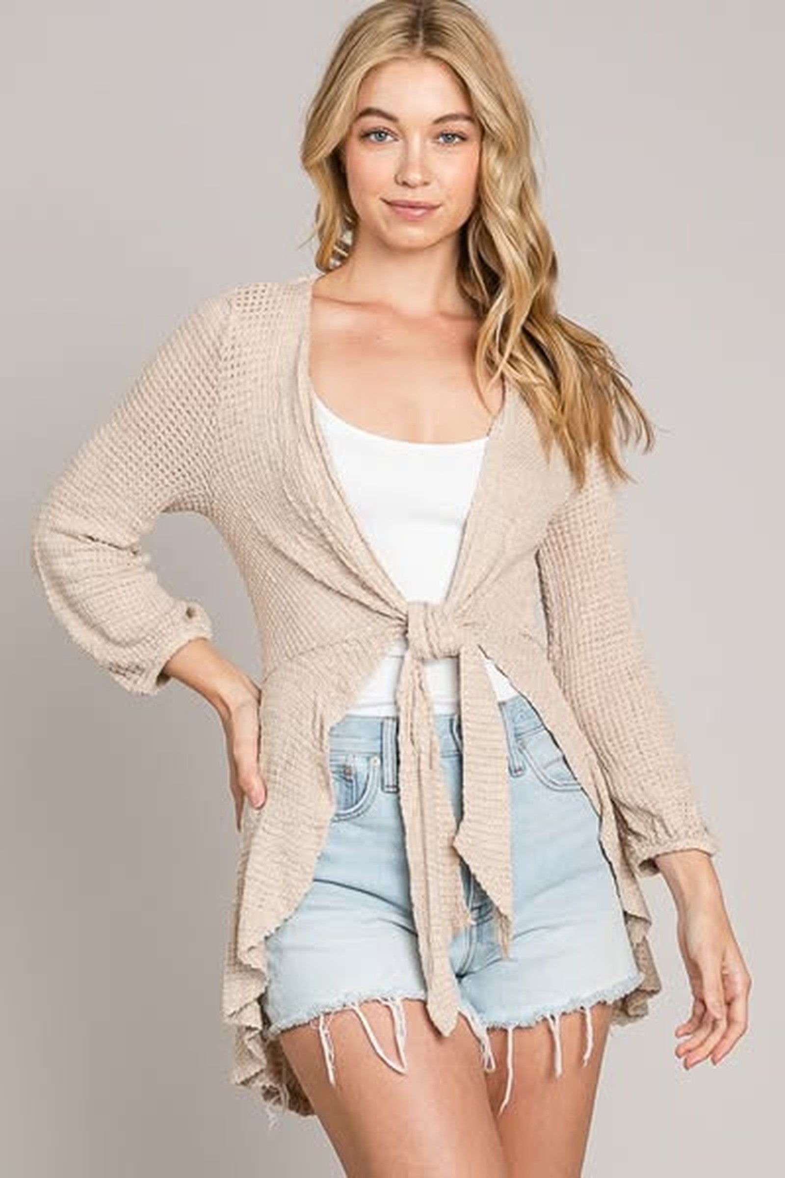 Front Tie Lightweight Cardigan