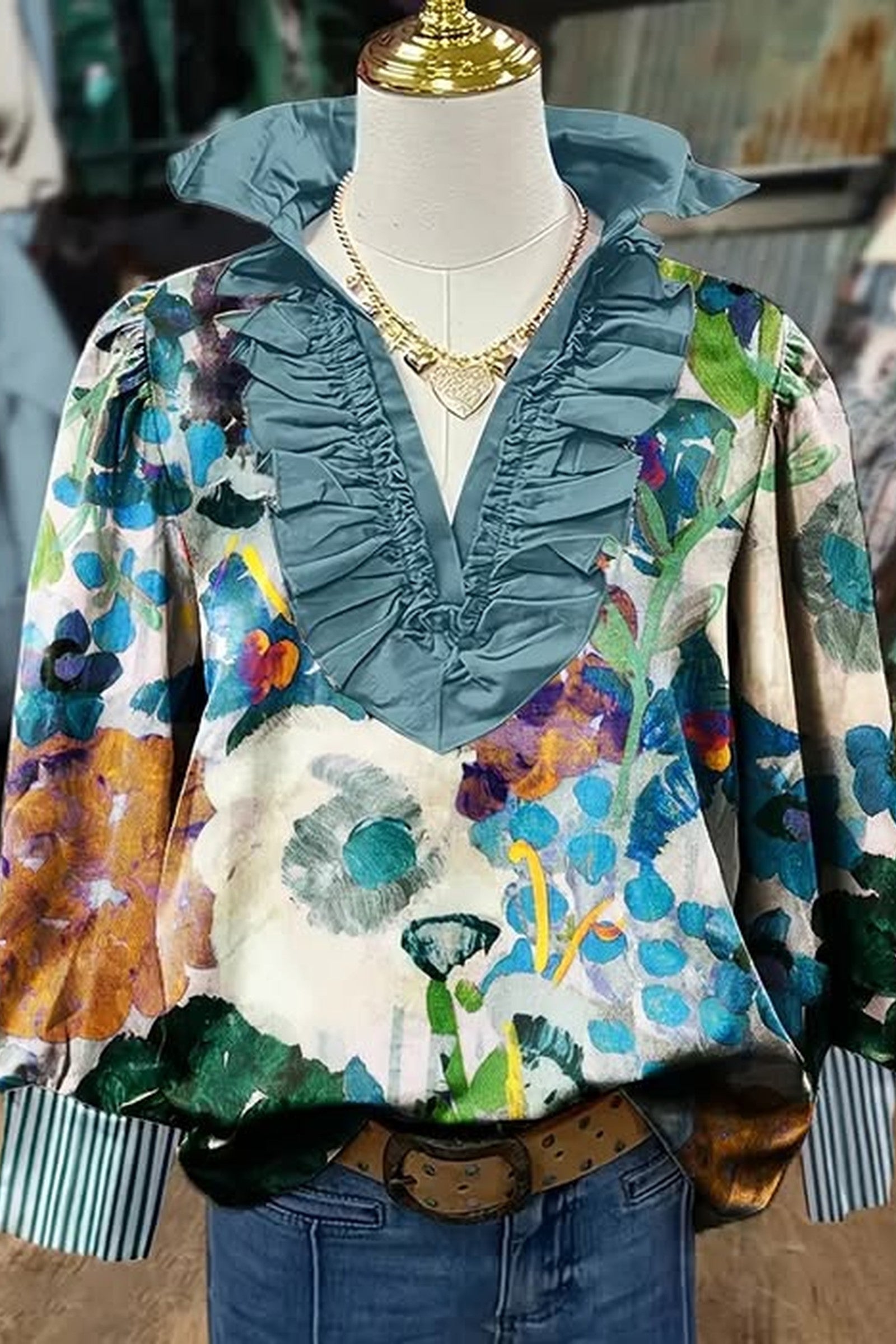 Ruffle Collar Bodice Blouse