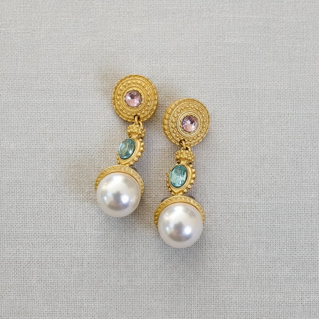 Vintage Geometric Floral Earrings