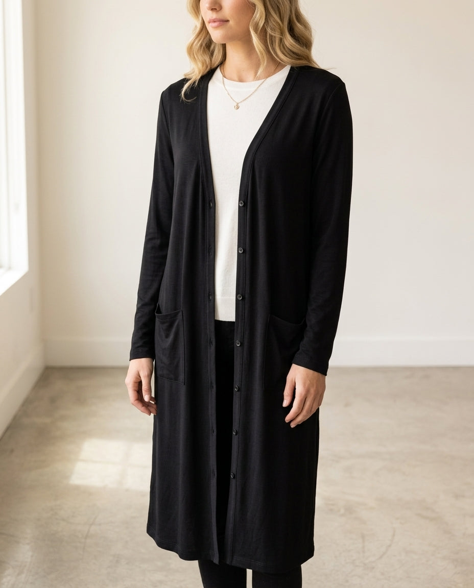 Front Button Midi Cardi