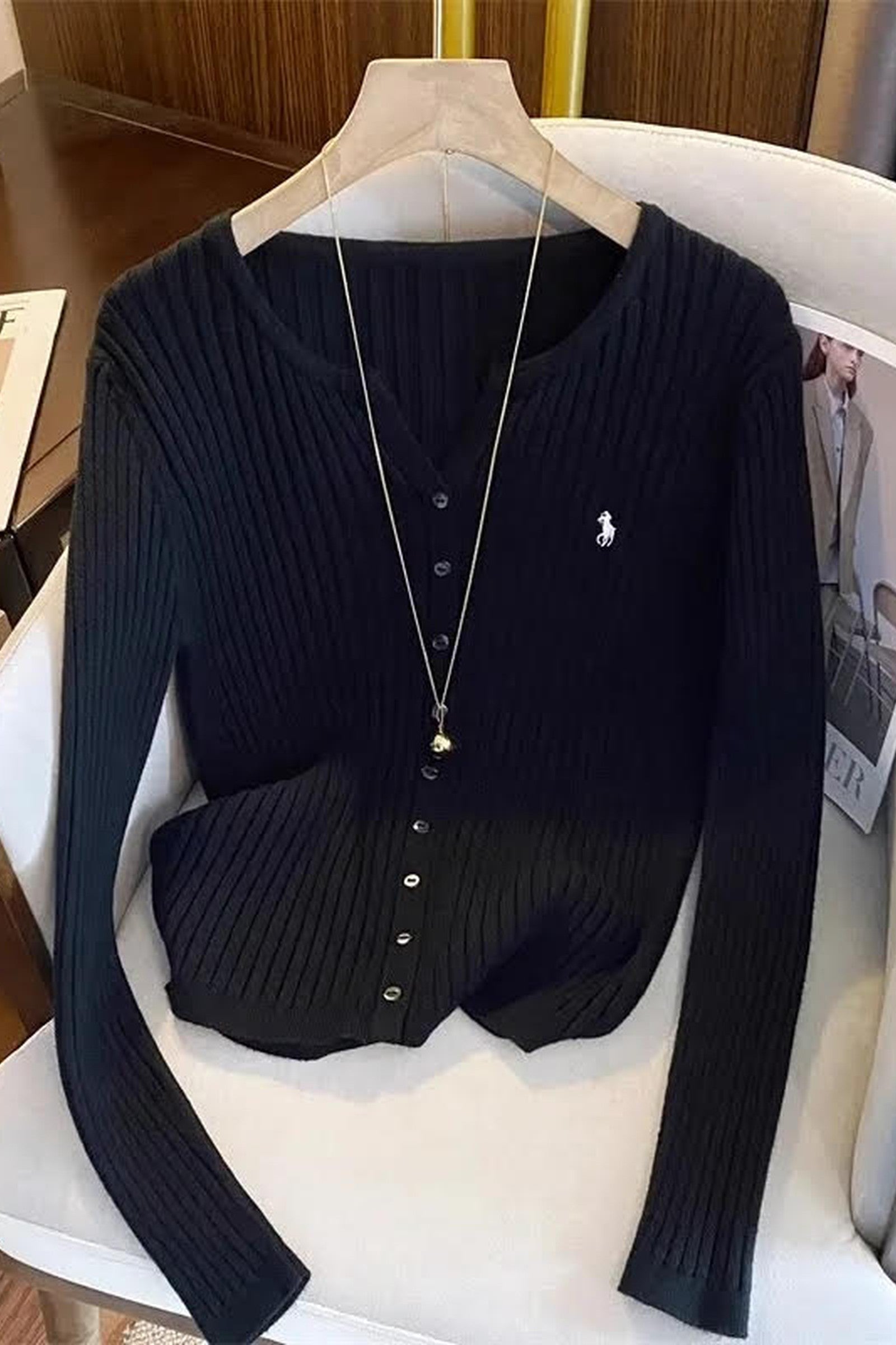 Designer Pony Ribbed Cardi
