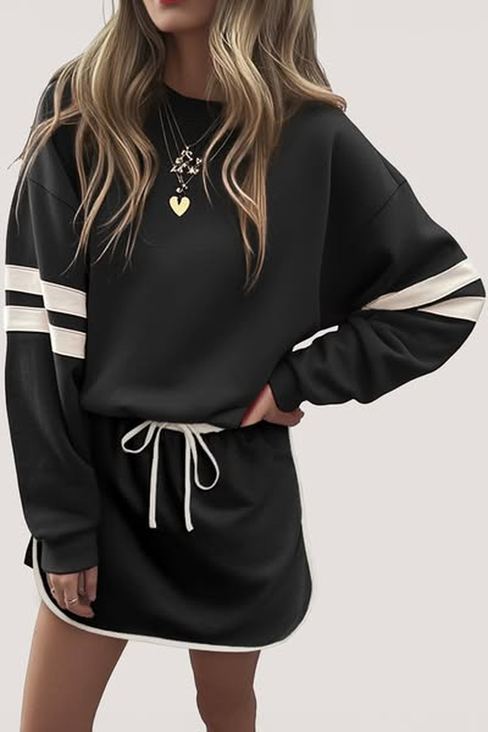 Luxe Varsity Sweatshirt & Skirt Set