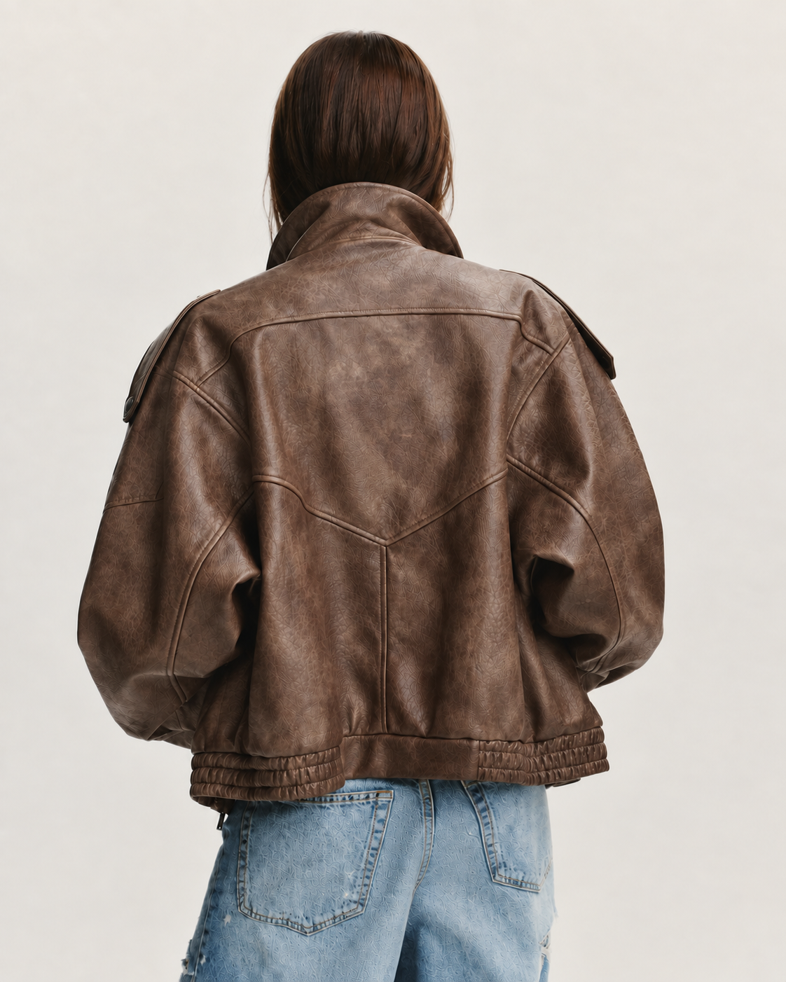 Oversized Leather Biker Jacket