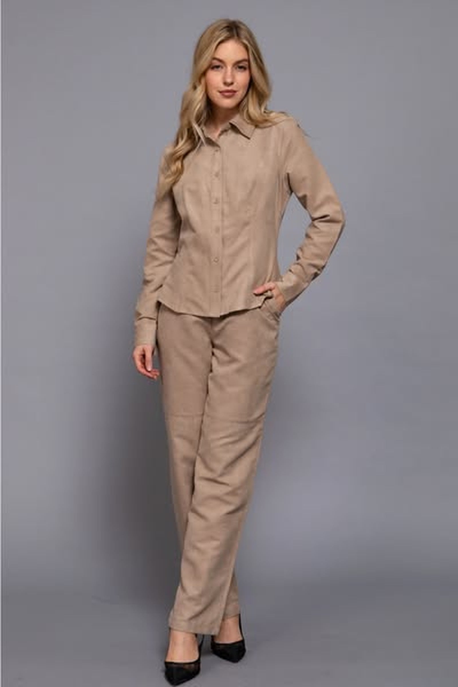 Vegan Ulta Suede Blouse & Pants Set