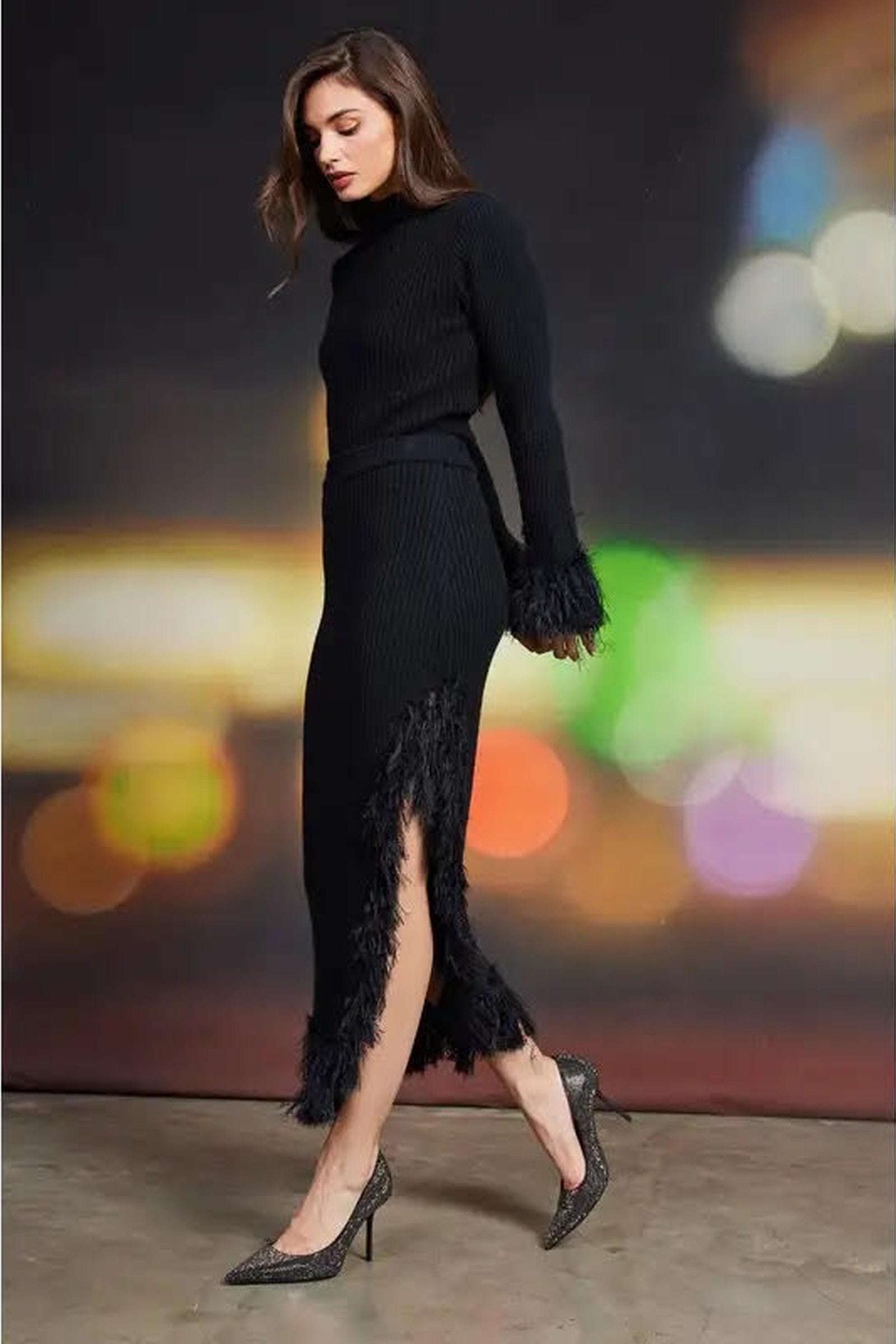 Fringe Knit Skirt