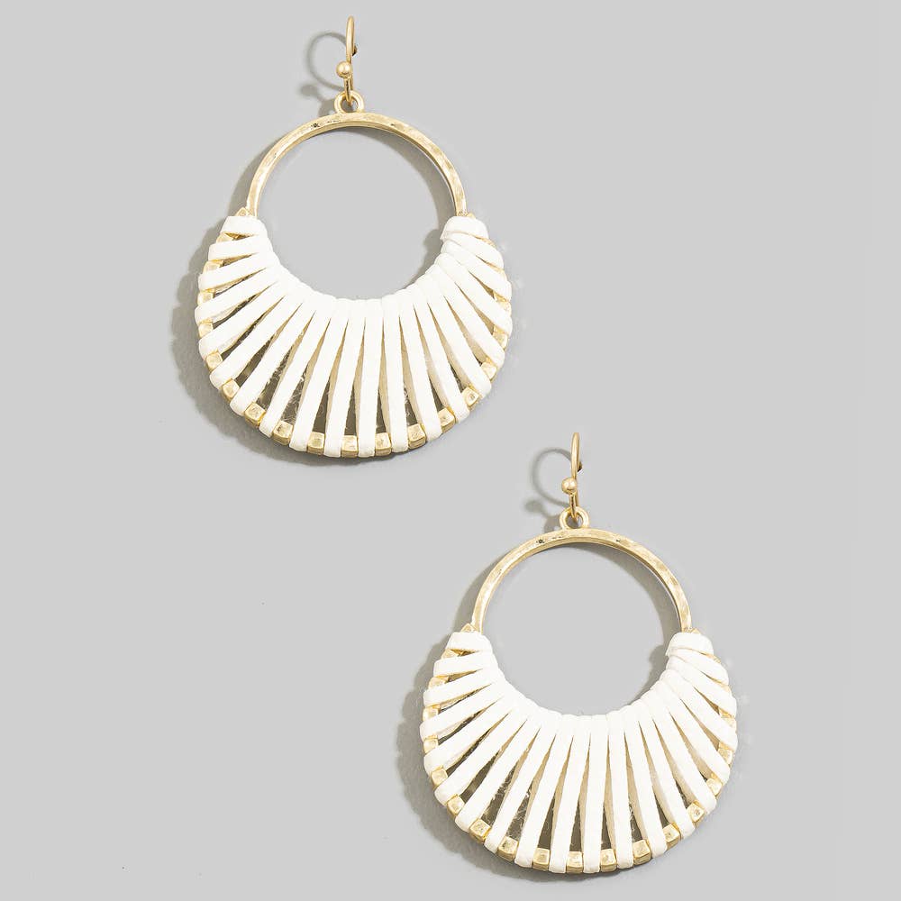 Vegan Leather Woven Fan Hoop Earrings