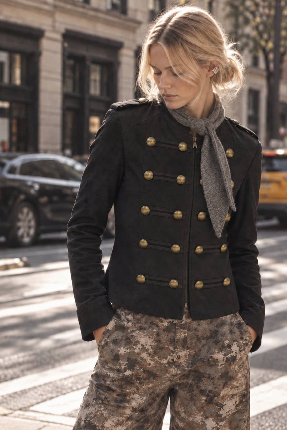 Faux Suede Frog Fastening Jacket