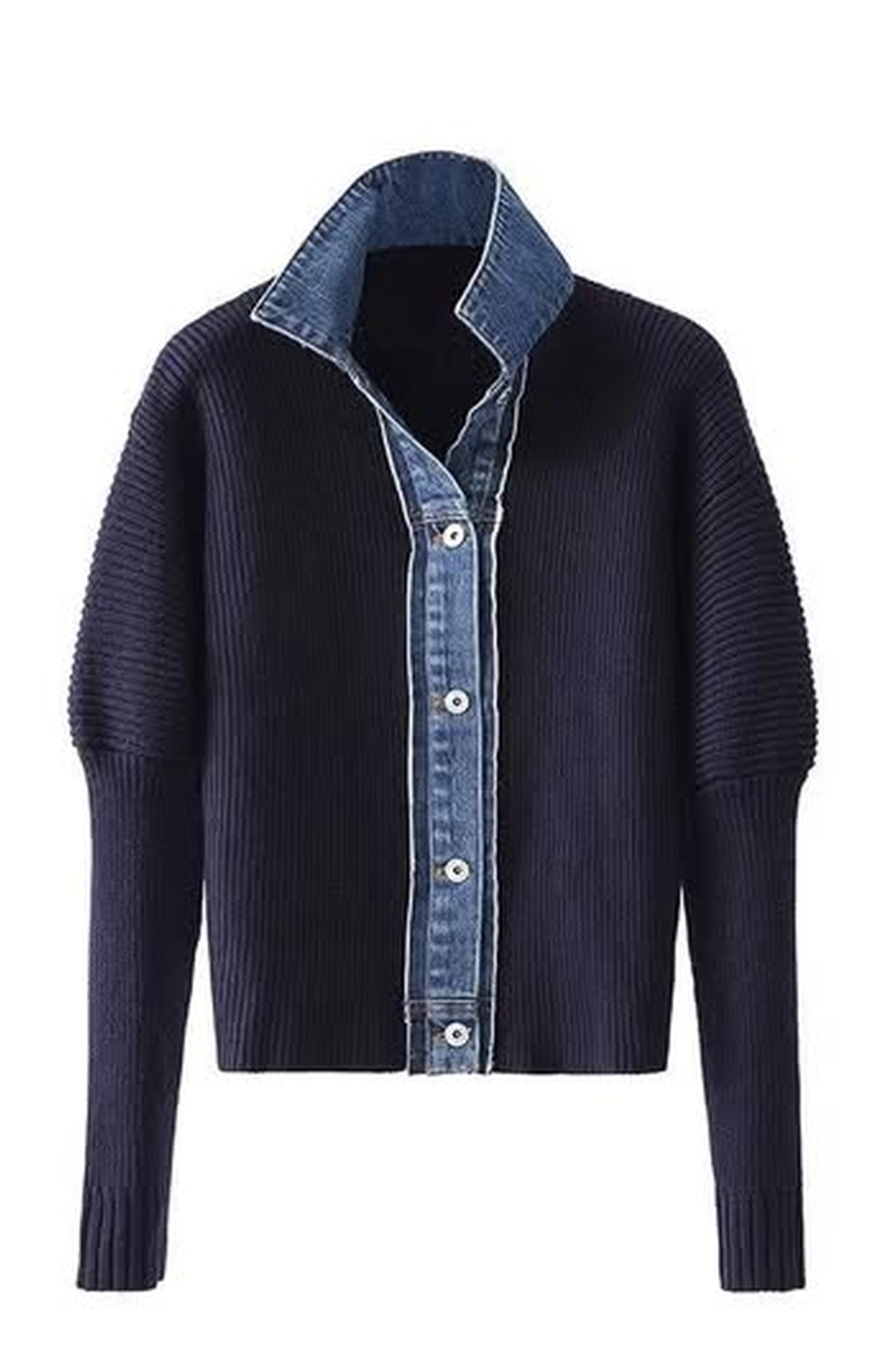 Denim Collar Sweater