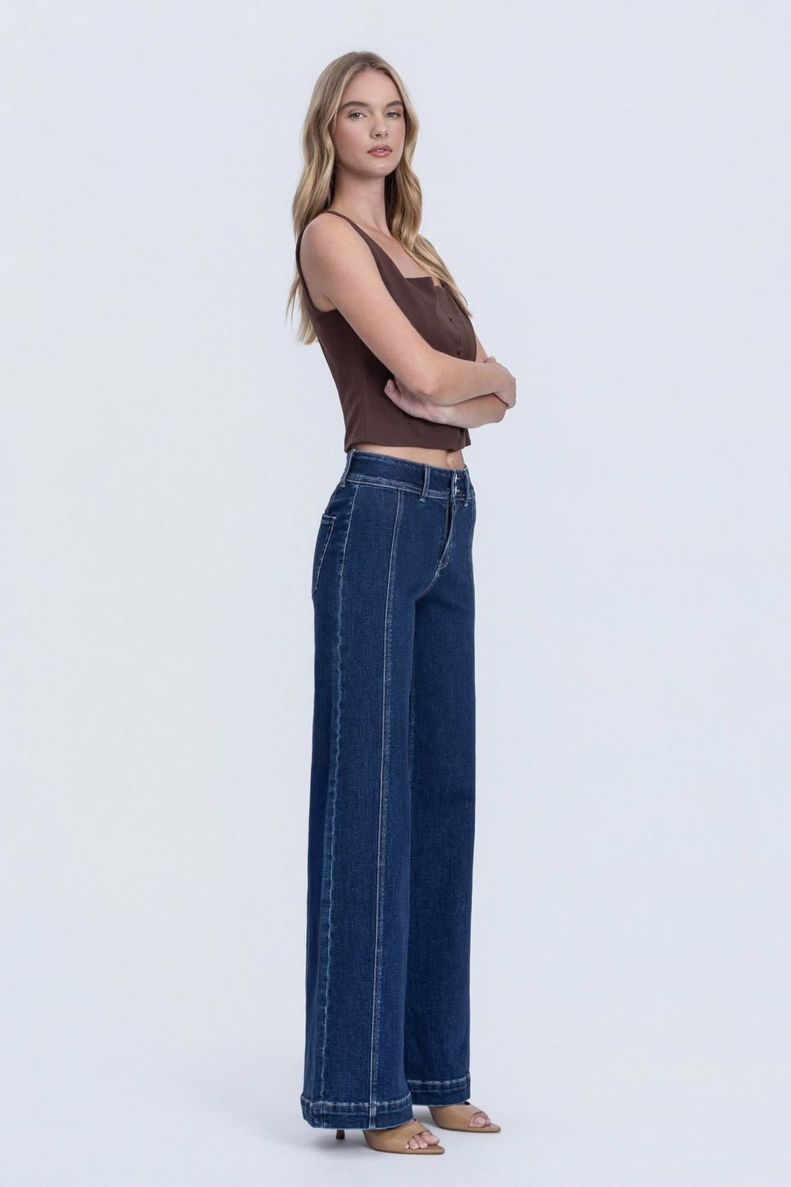 High Waisted Front Seam Jeans
