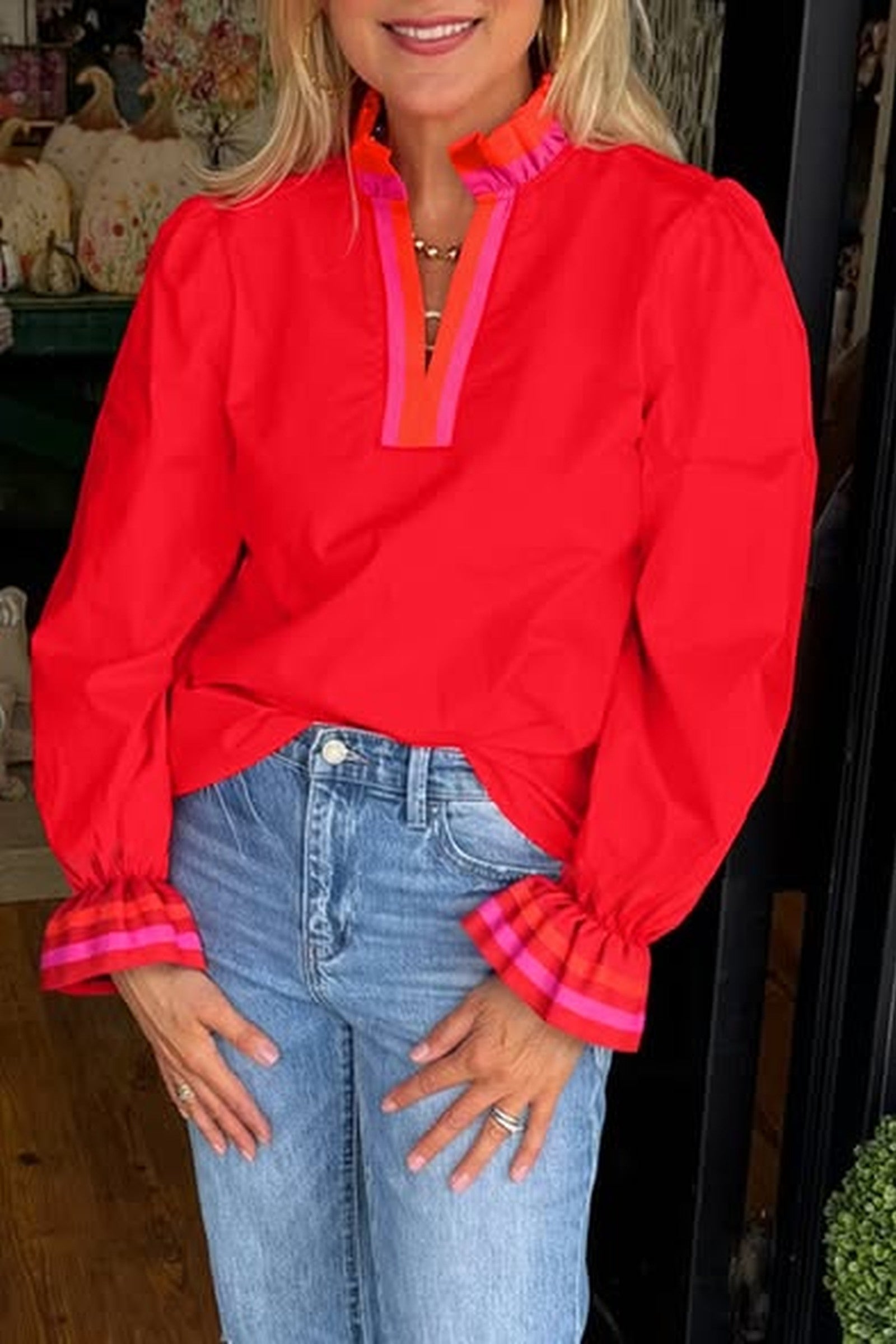 Cuff Ruffle Accent Tunic