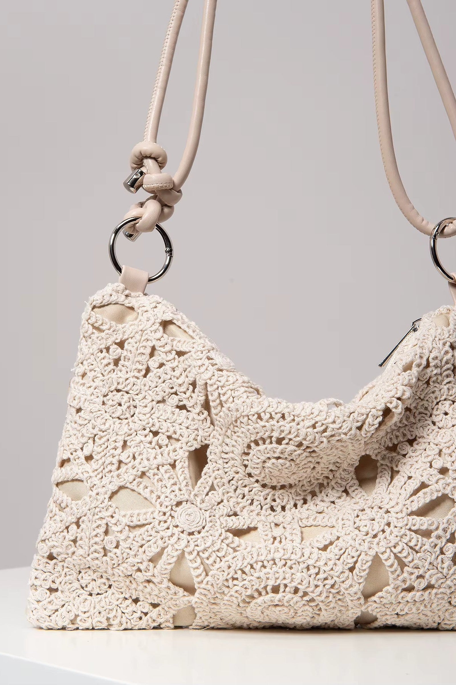 Knoted Handle Crocheted Bag