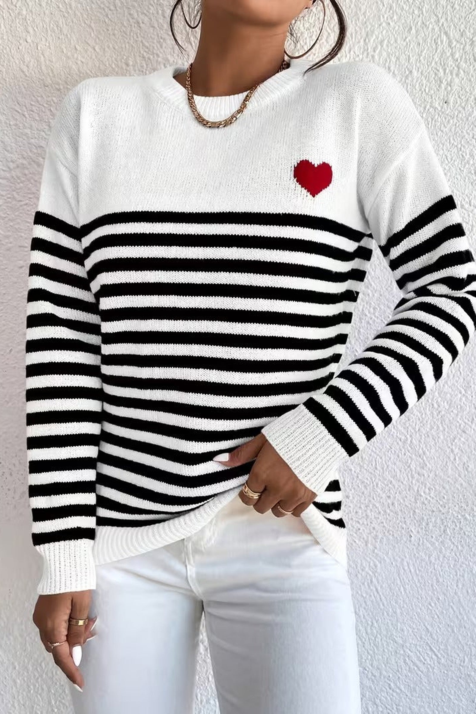 Sweater With Woven Heart