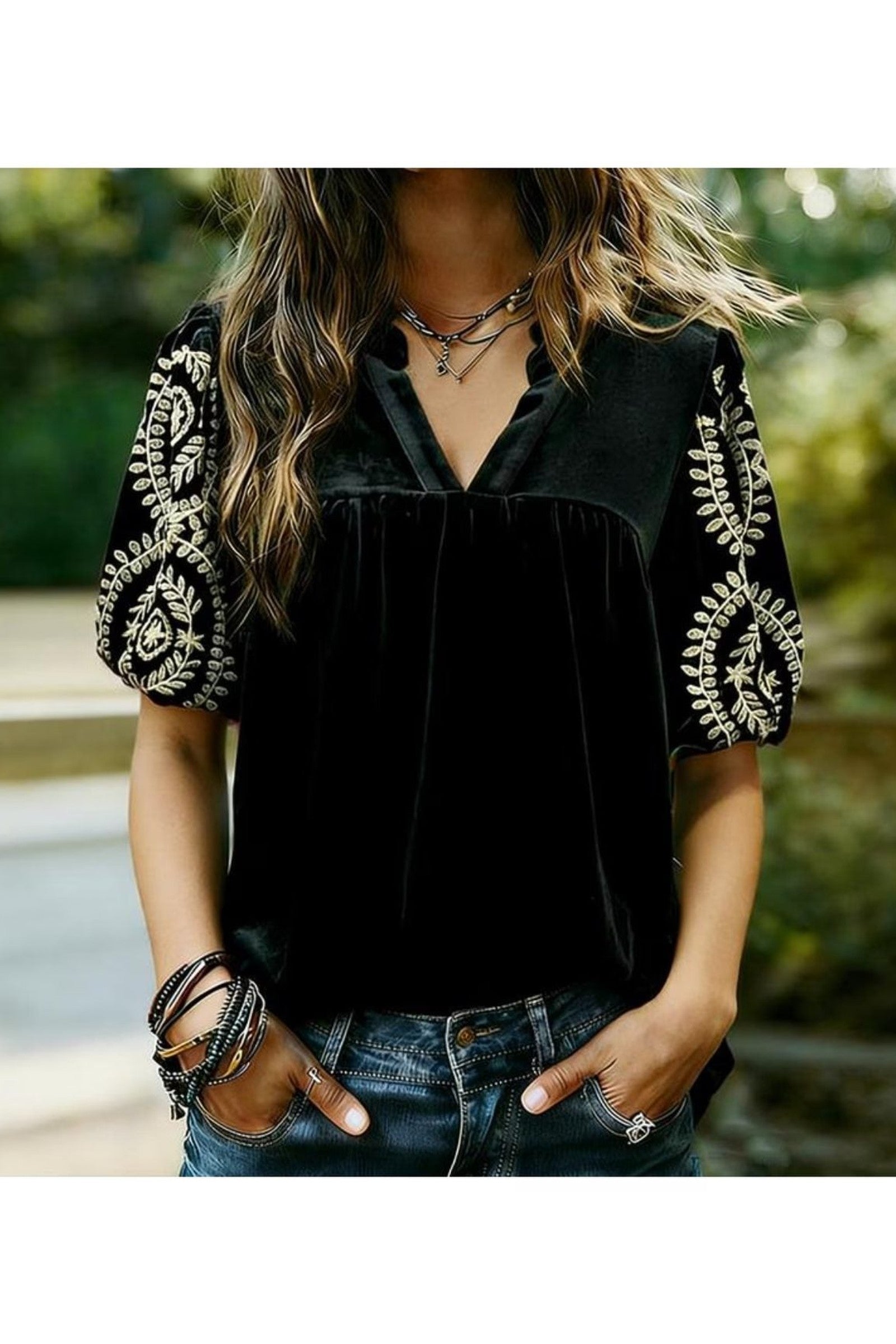 Velvet Embroidered Tunic
