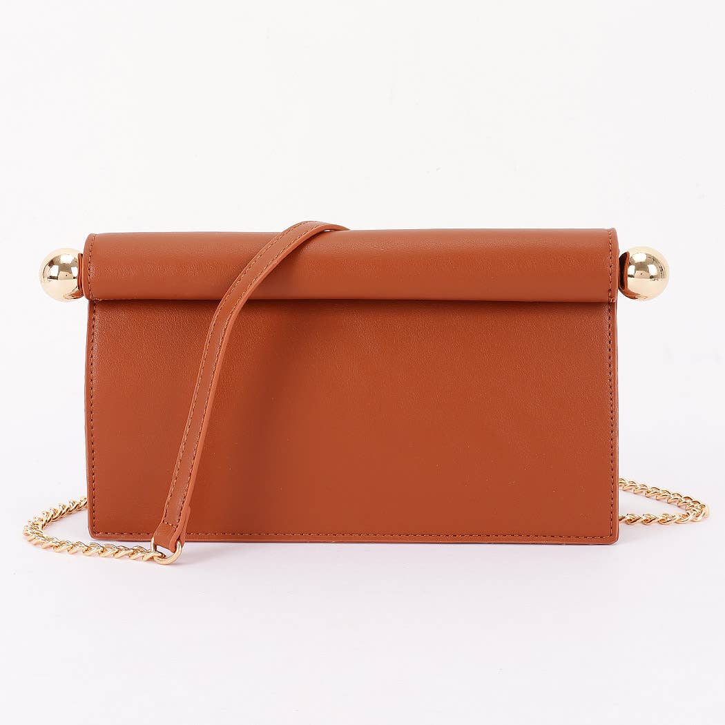 Roll-Top Sphere Accent Chain Clutch