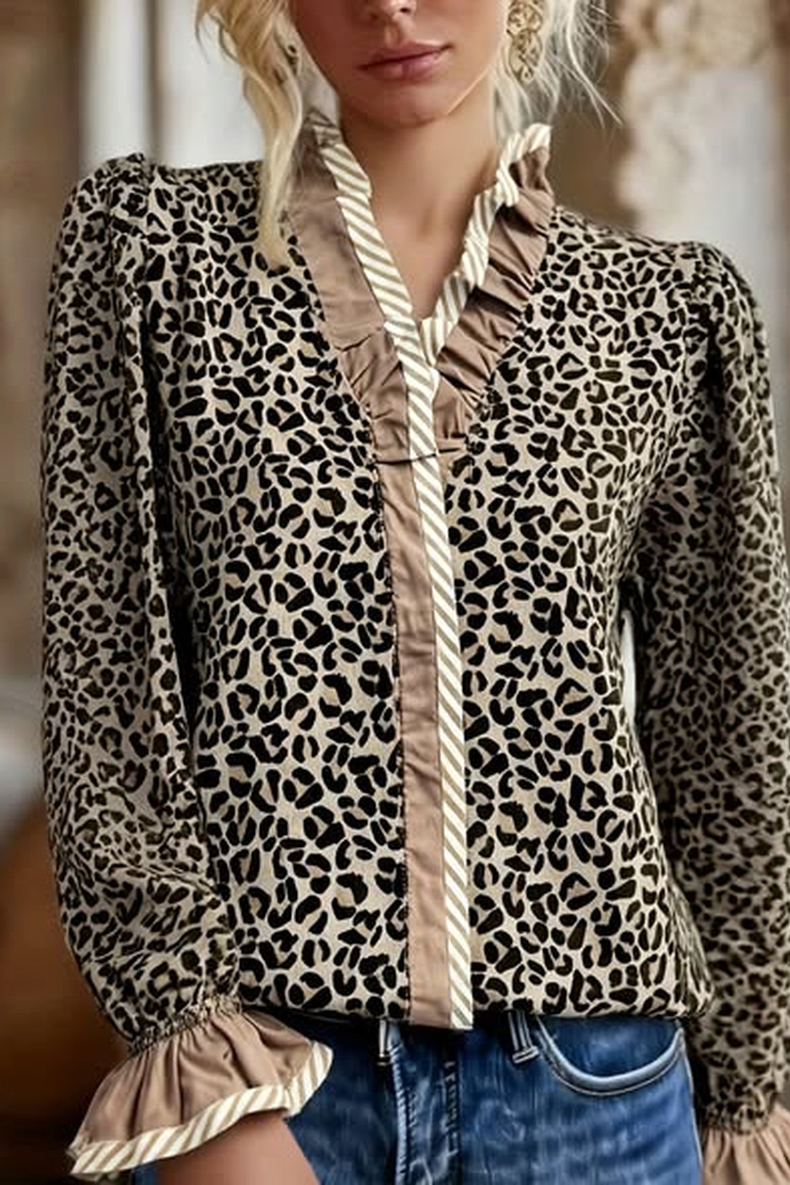 Ruffle Leopard Blouse