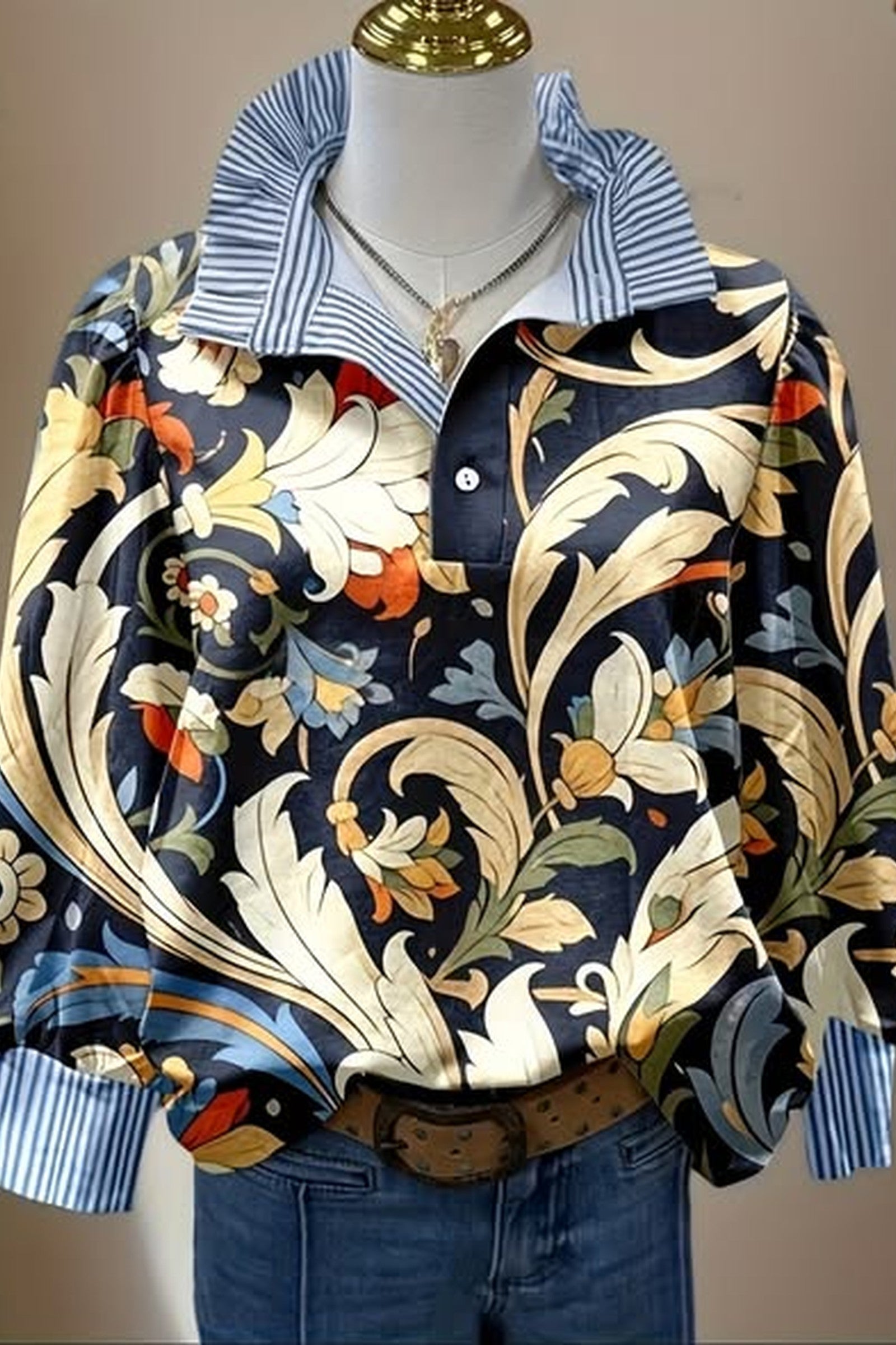 Floral Top With stripe