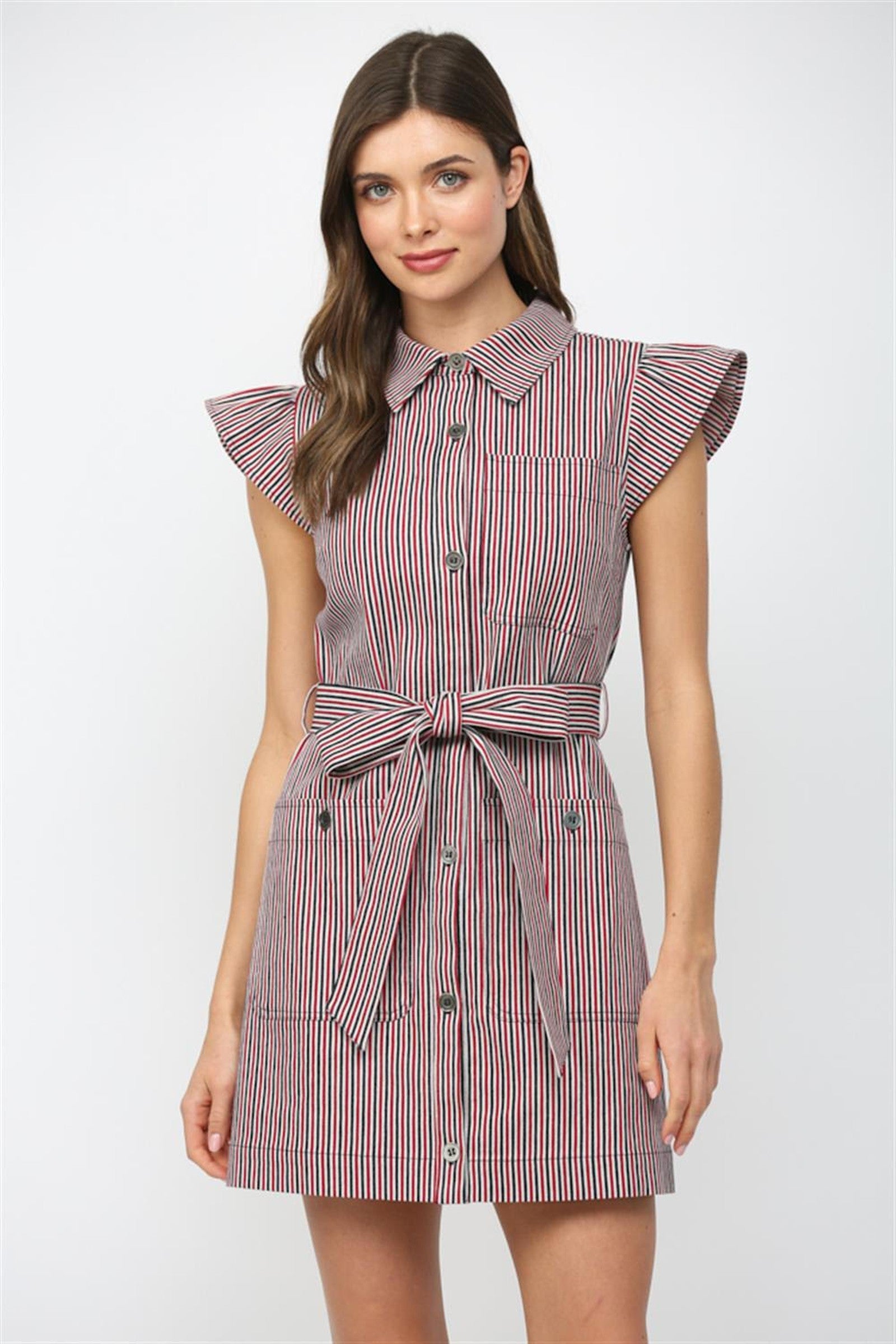 Striped Cap Sleeve Mini Dress