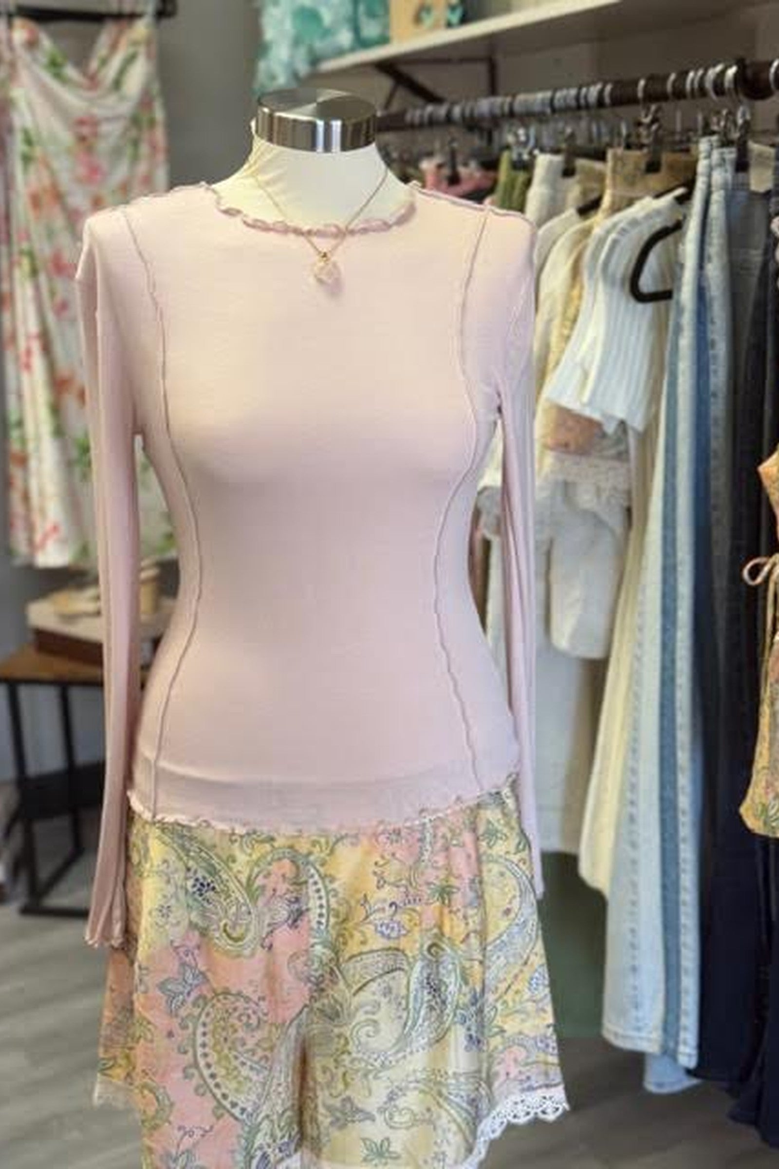 Seamed Long Sleeve Top