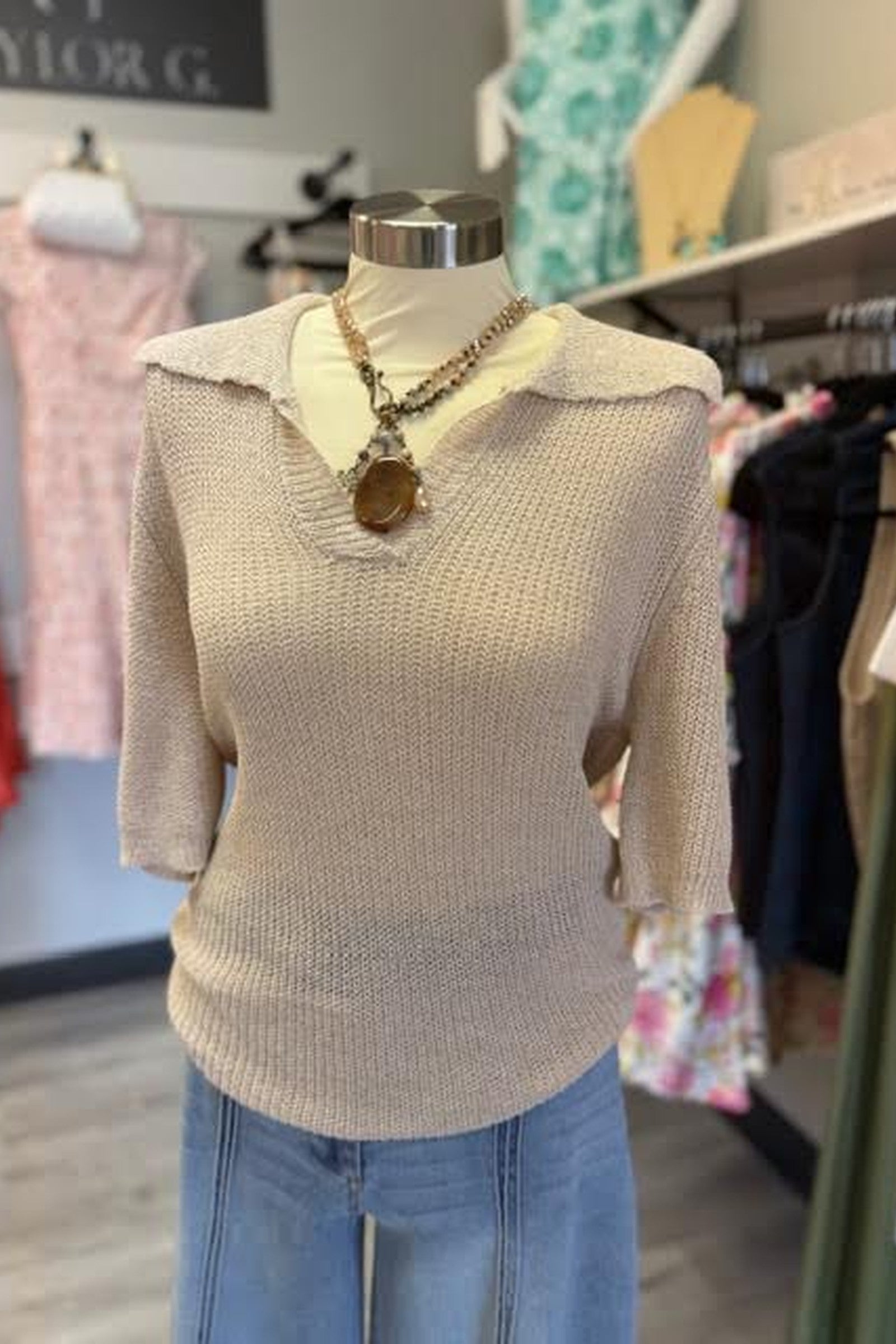 Collared Knit Top