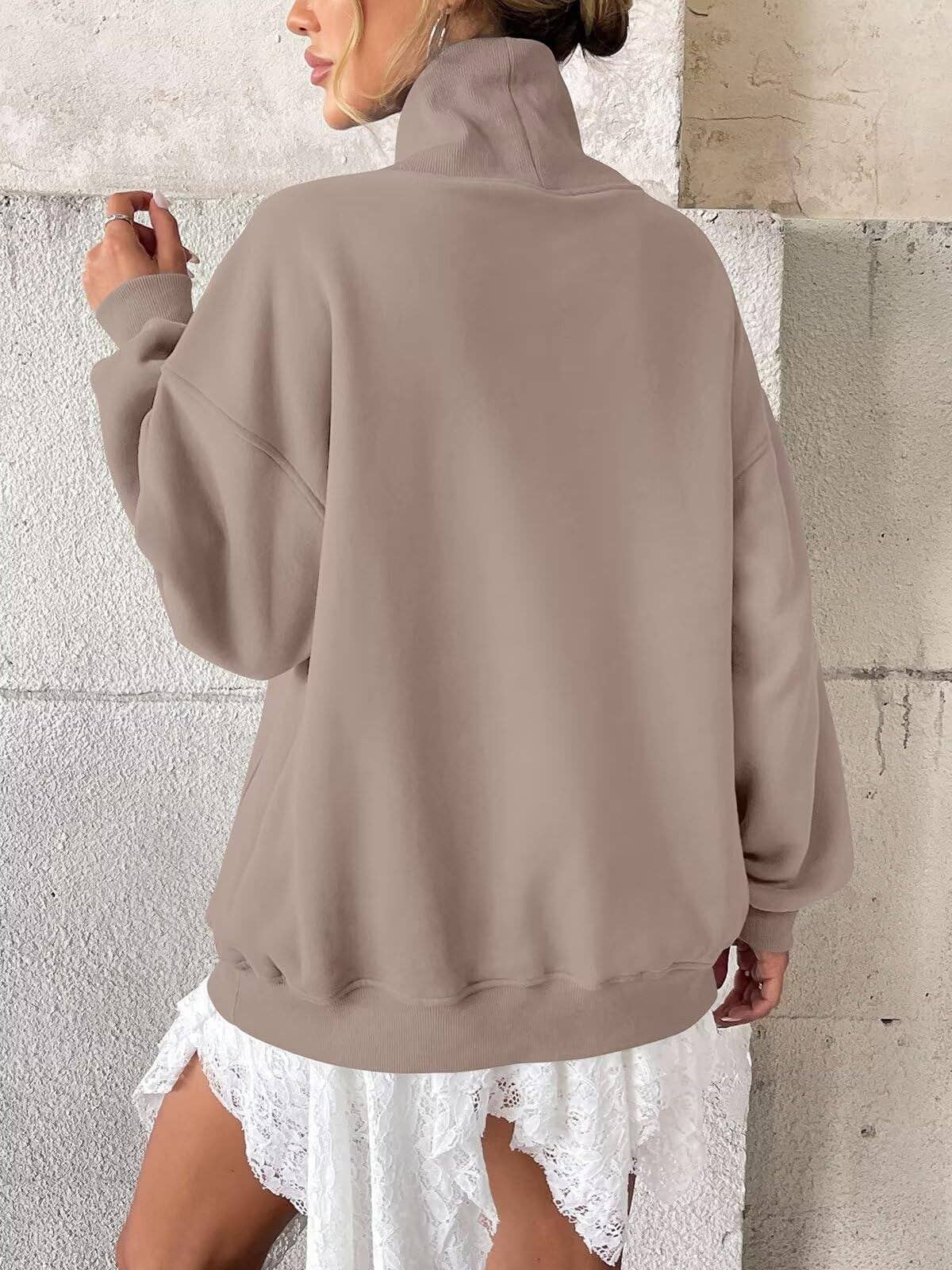 Cowlneck Pullover Sweatshirt Boutique Oversized Casual