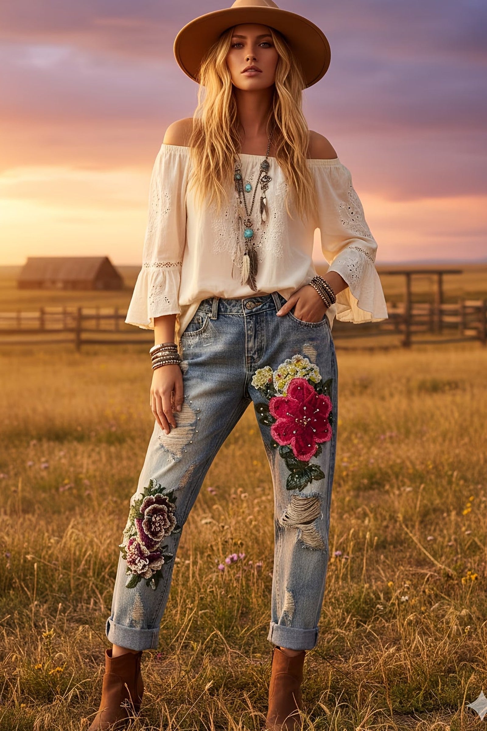 Pearl Flower Jeans