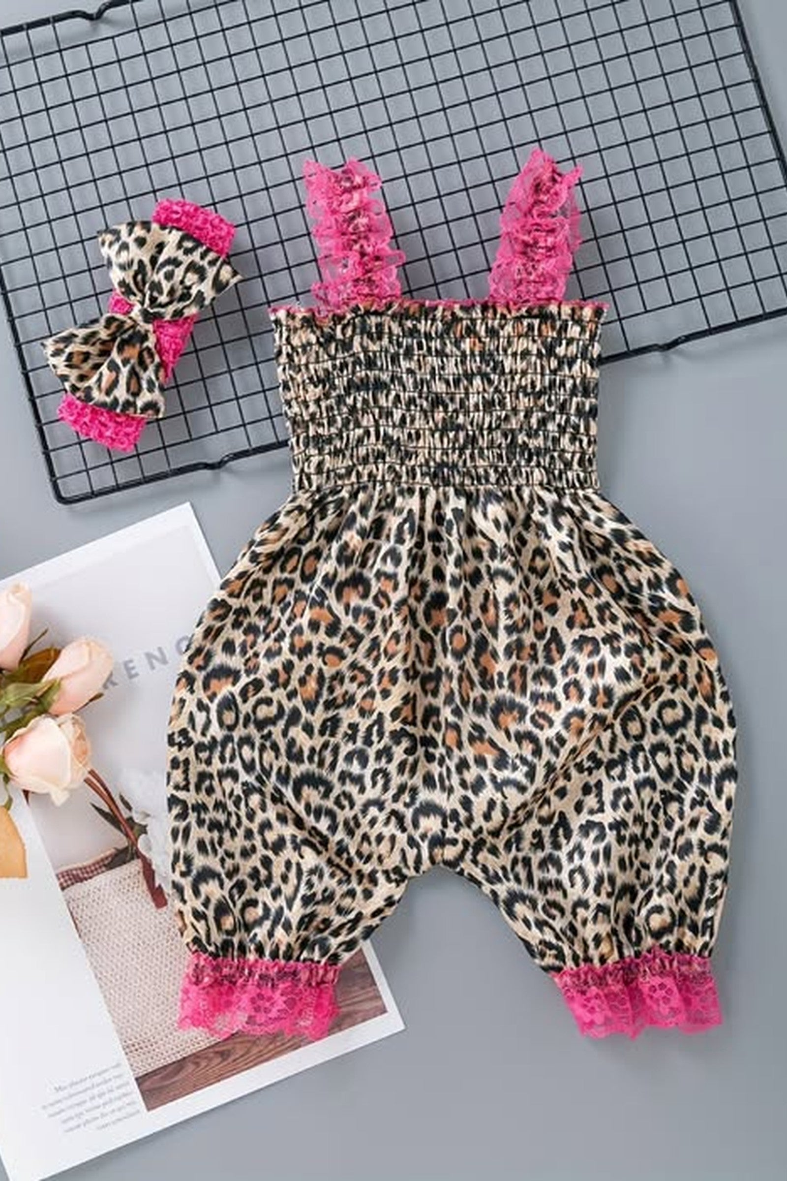 Baby Lace Trim Leopard Outfit