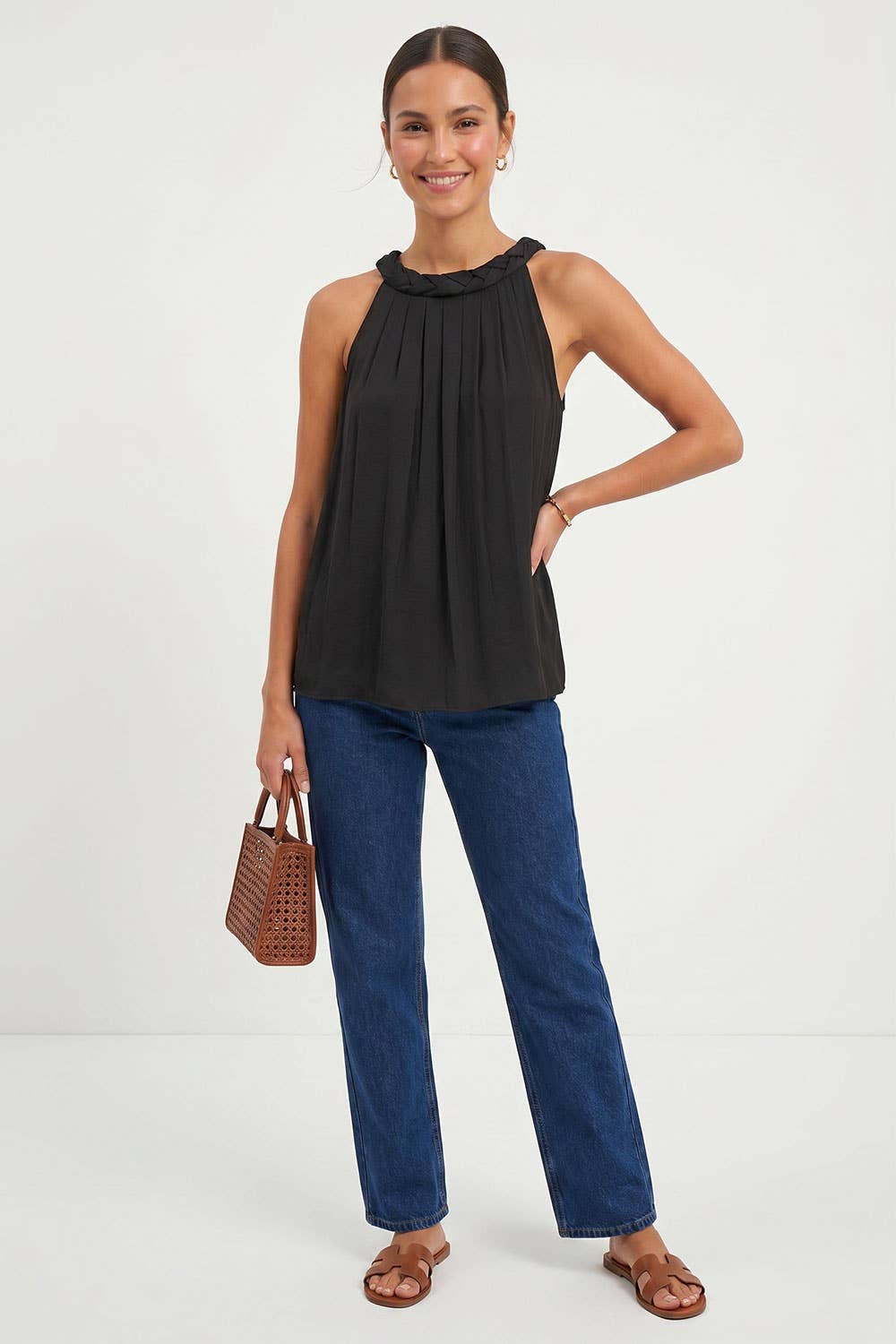 Flat Braided Neckline Tank Top